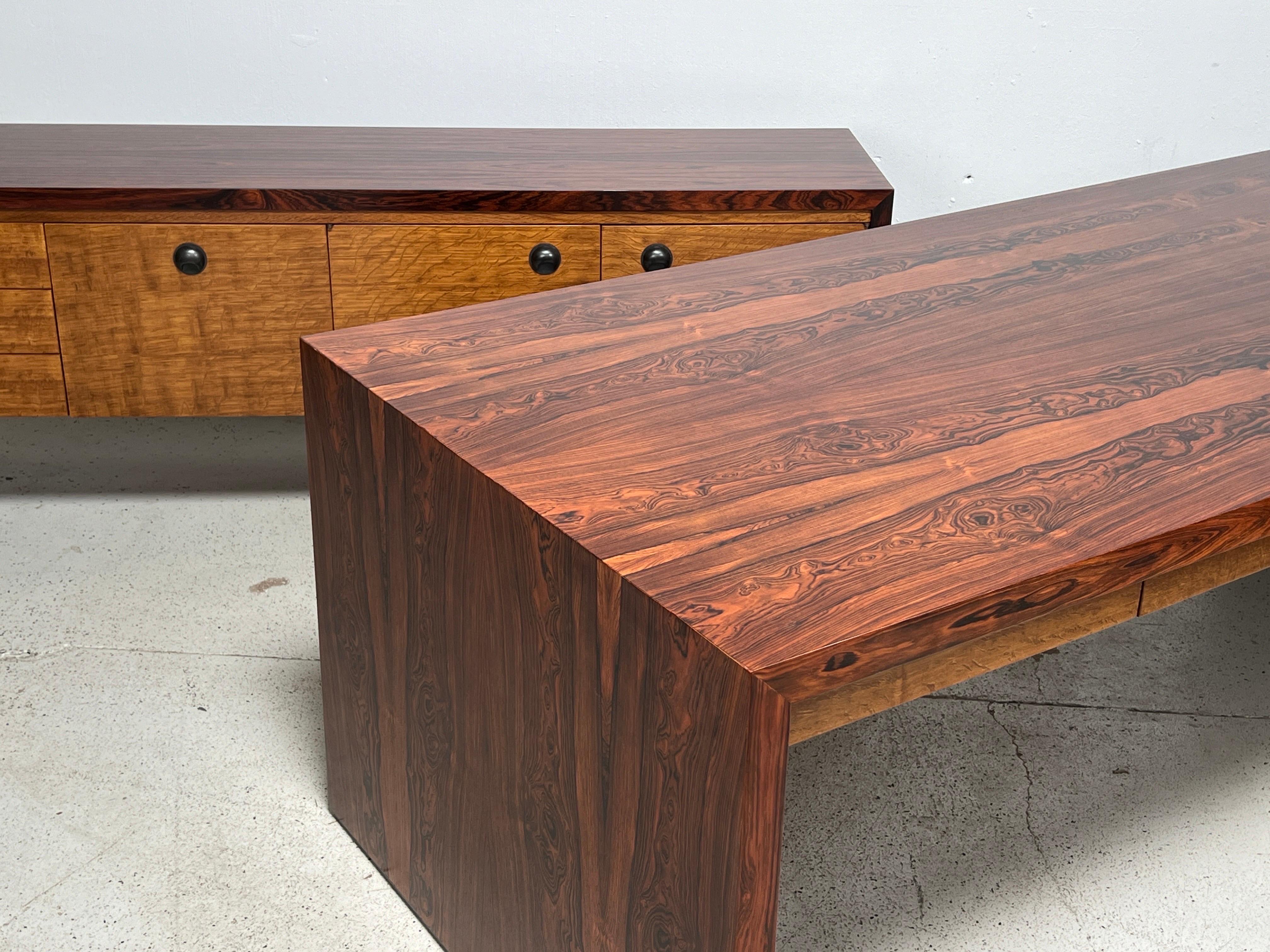 Rosewood and Oak Desk by Edward Wormley for Dunbar  For Sale 13