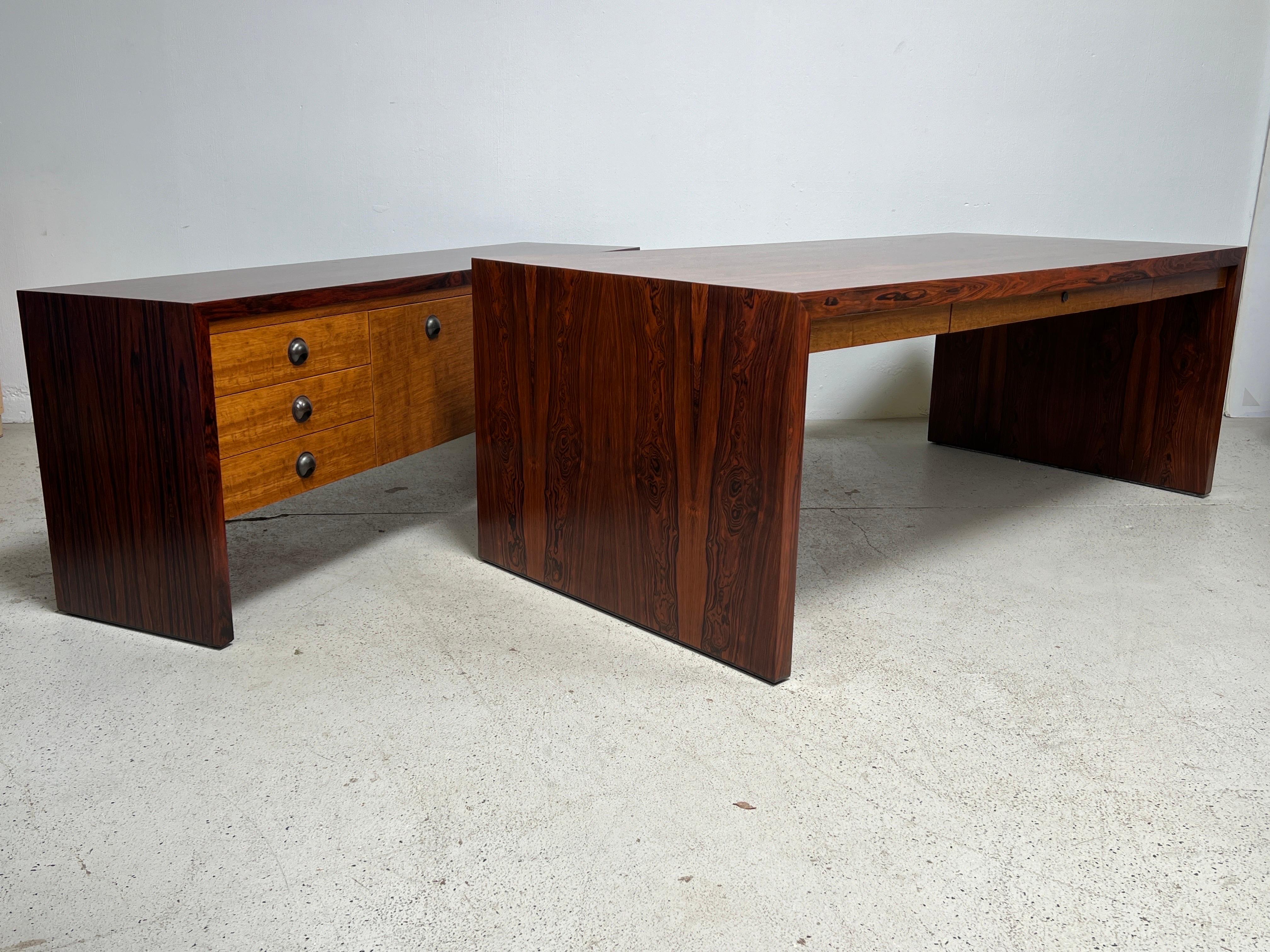 Rosewood and Oak Desk by Edward Wormley for Dunbar  For Sale 14