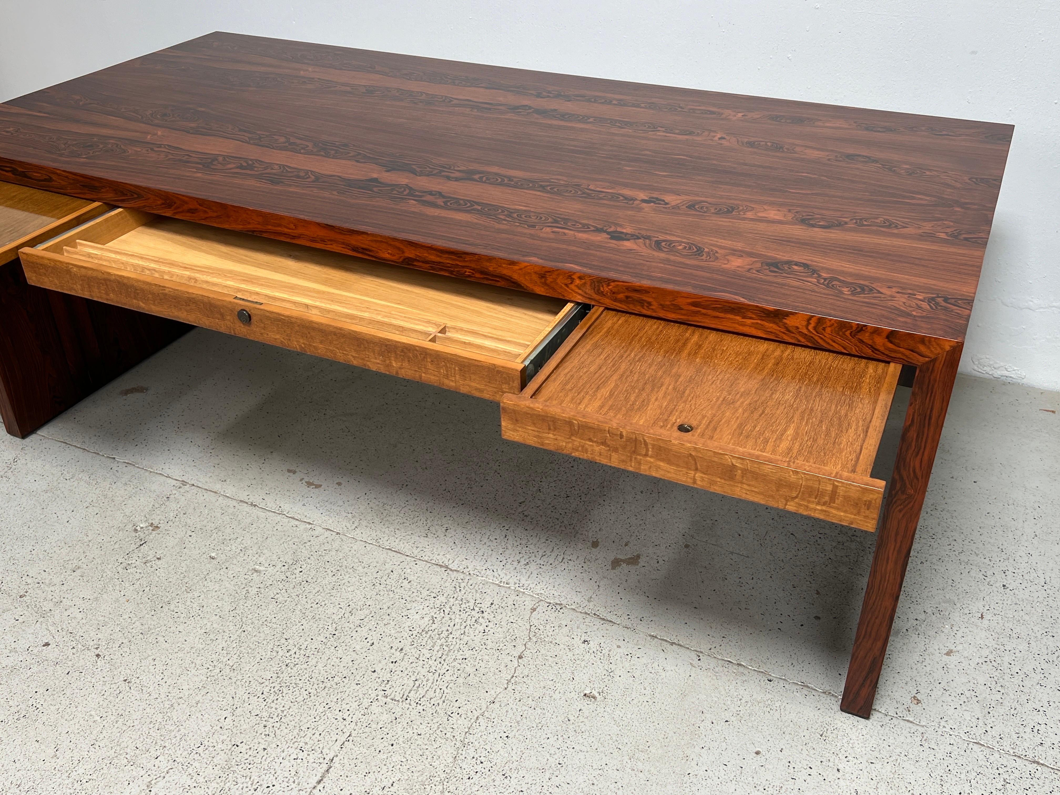 Late 20th Century Rosewood and Oak Desk by Edward Wormley for Dunbar  For Sale