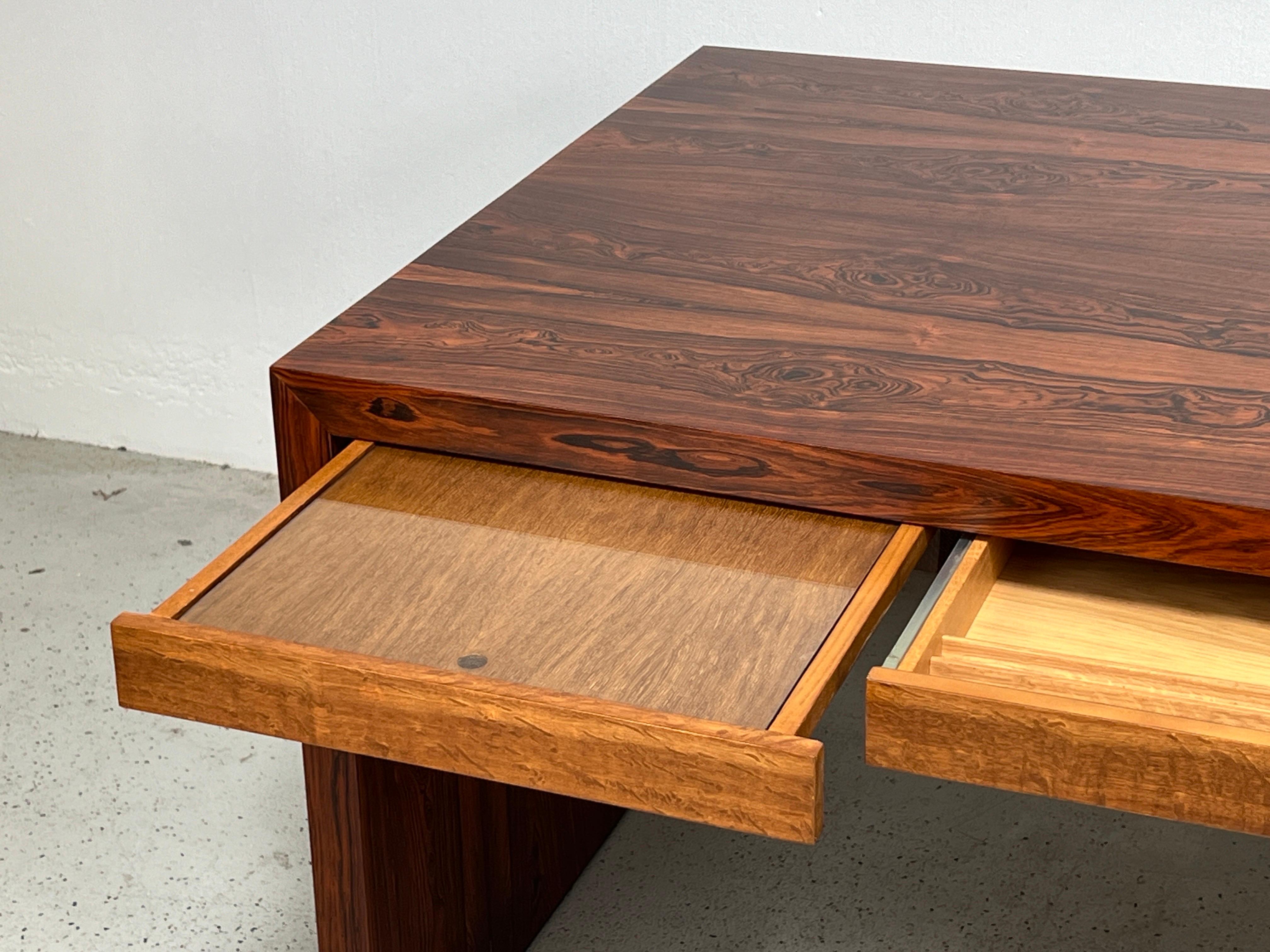 Rosewood and Oak Desk by Edward Wormley for Dunbar  For Sale 1