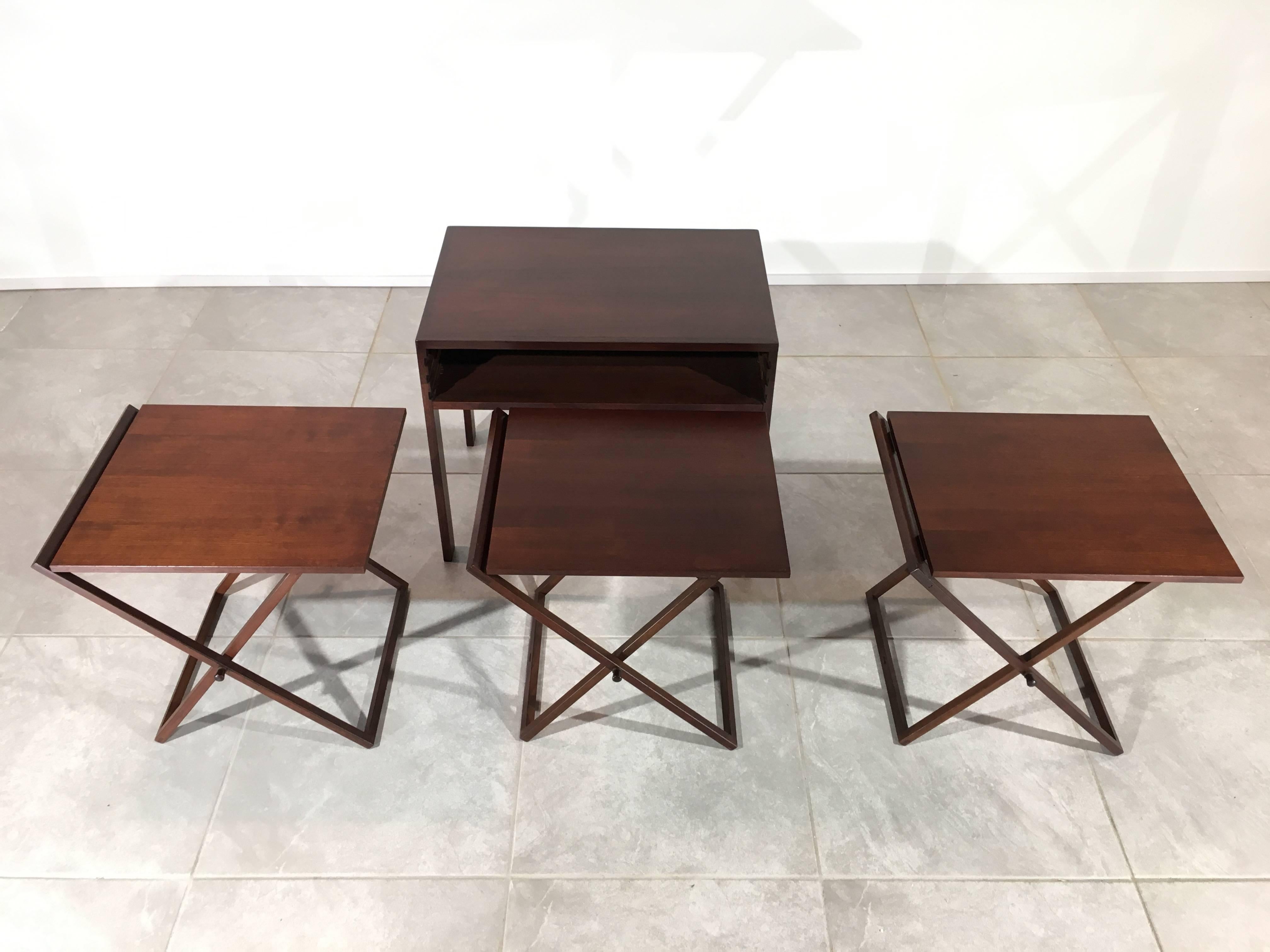 Scandinavian Modern Rosewood and Oak Nesting Tables by Illum Wikkelsø for Silkeborg