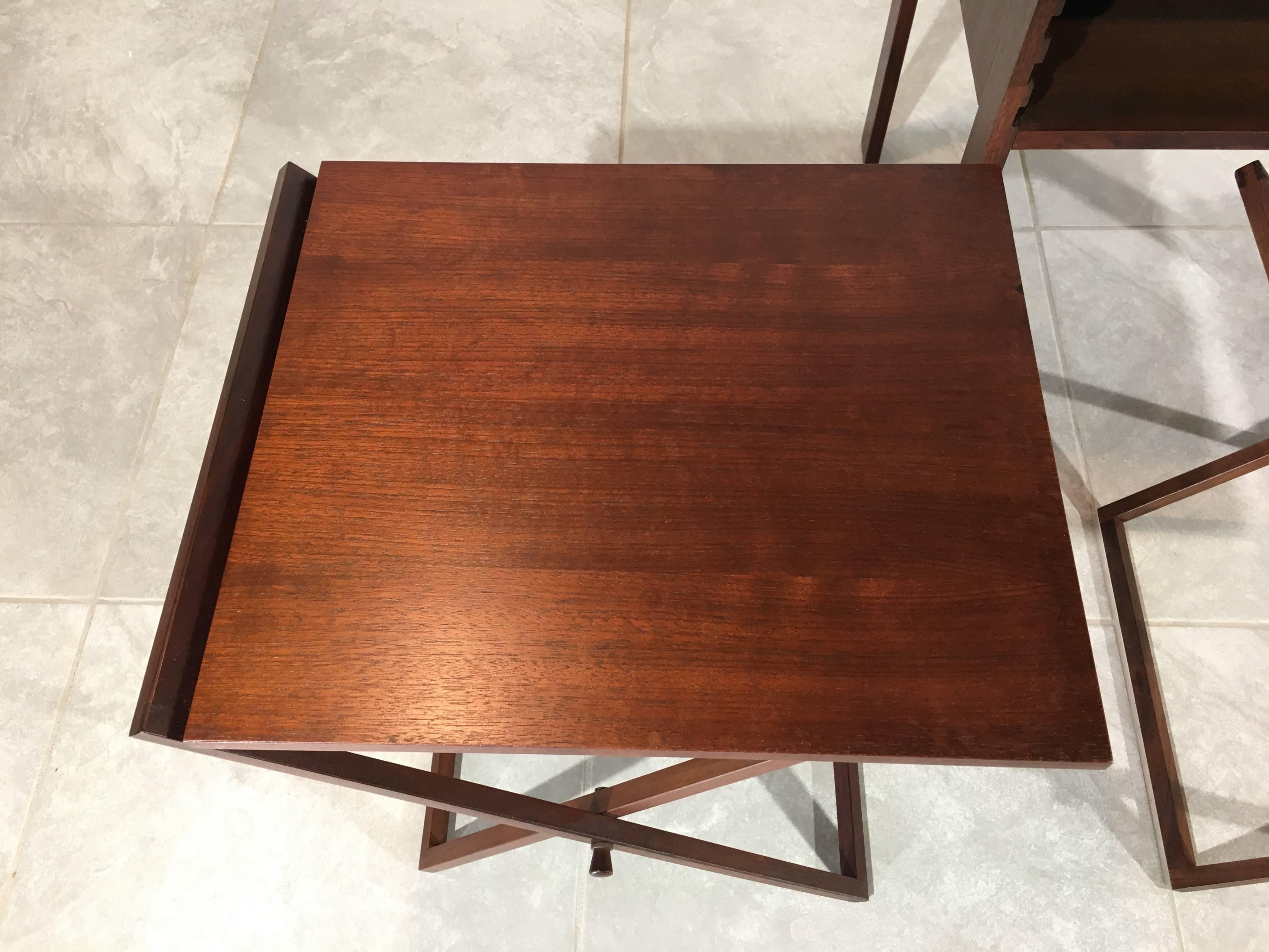 Rosewood and Oak Nesting Tables by Illum Wikkelsø for Silkeborg In Good Condition In Southampton, NJ