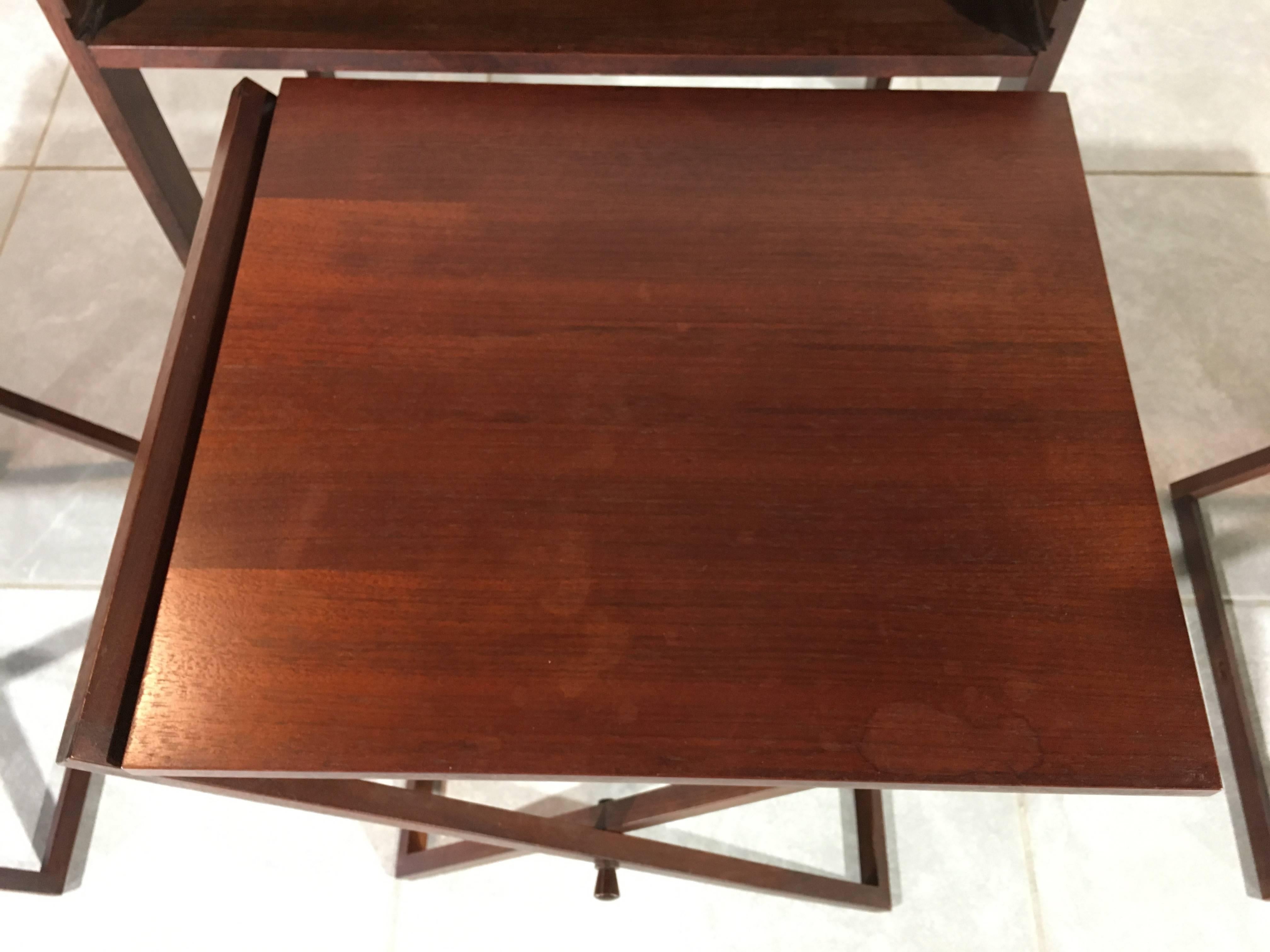 Mid-20th Century Rosewood and Oak Nesting Tables by Illum Wikkelsø for Silkeborg