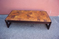 Rosewood and Patchwork Copper Coffee Table by Percival Lafer