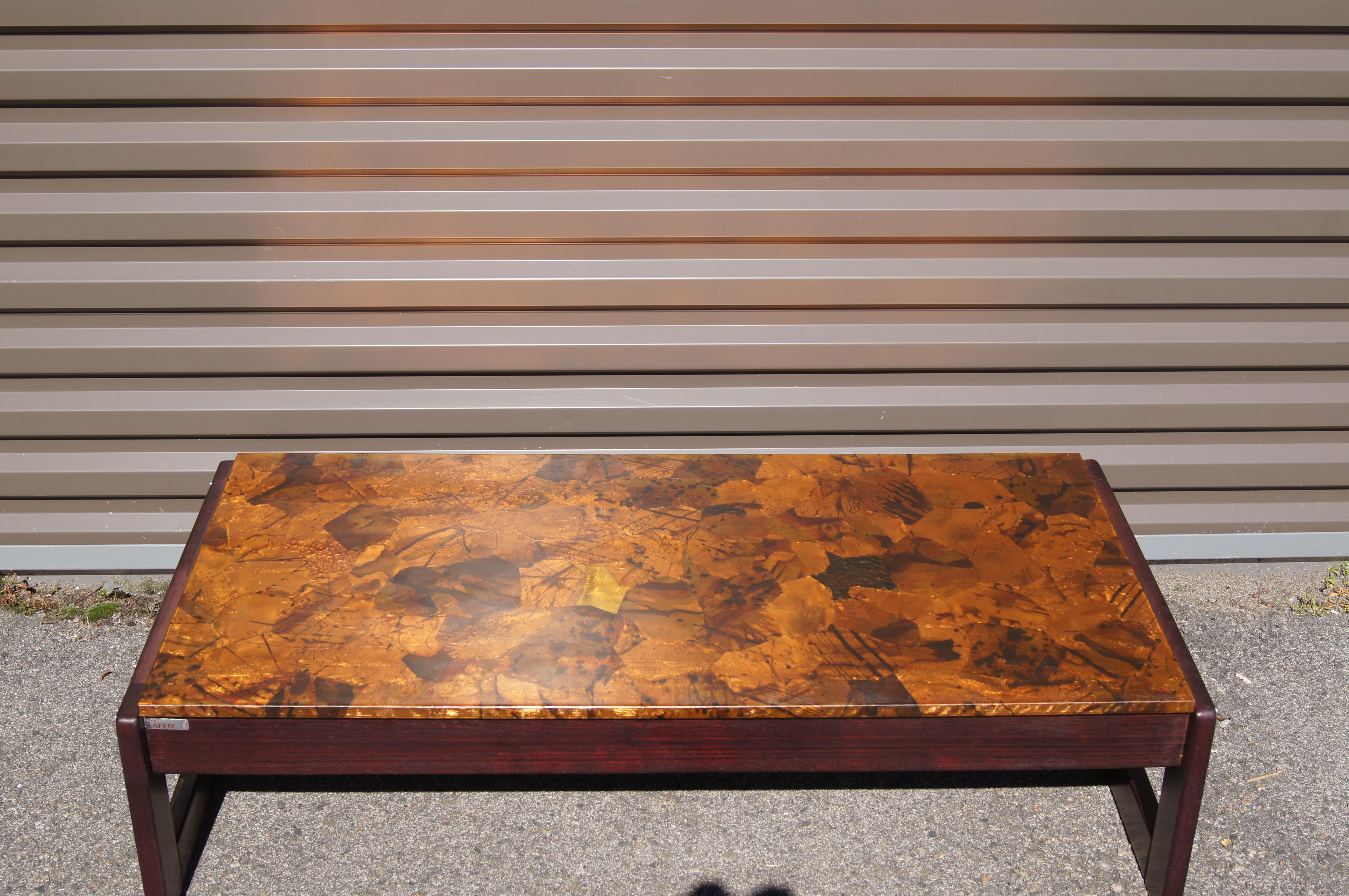 rectangular copper coffee table
