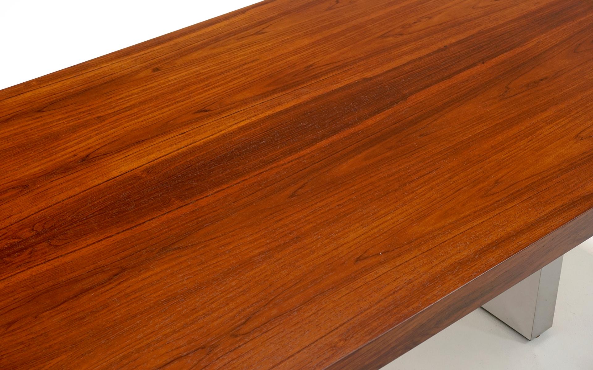 Rosewood and Polished Aluminum Desk by Roger Sprunger for Dunbar.  Restored. For Sale 5
