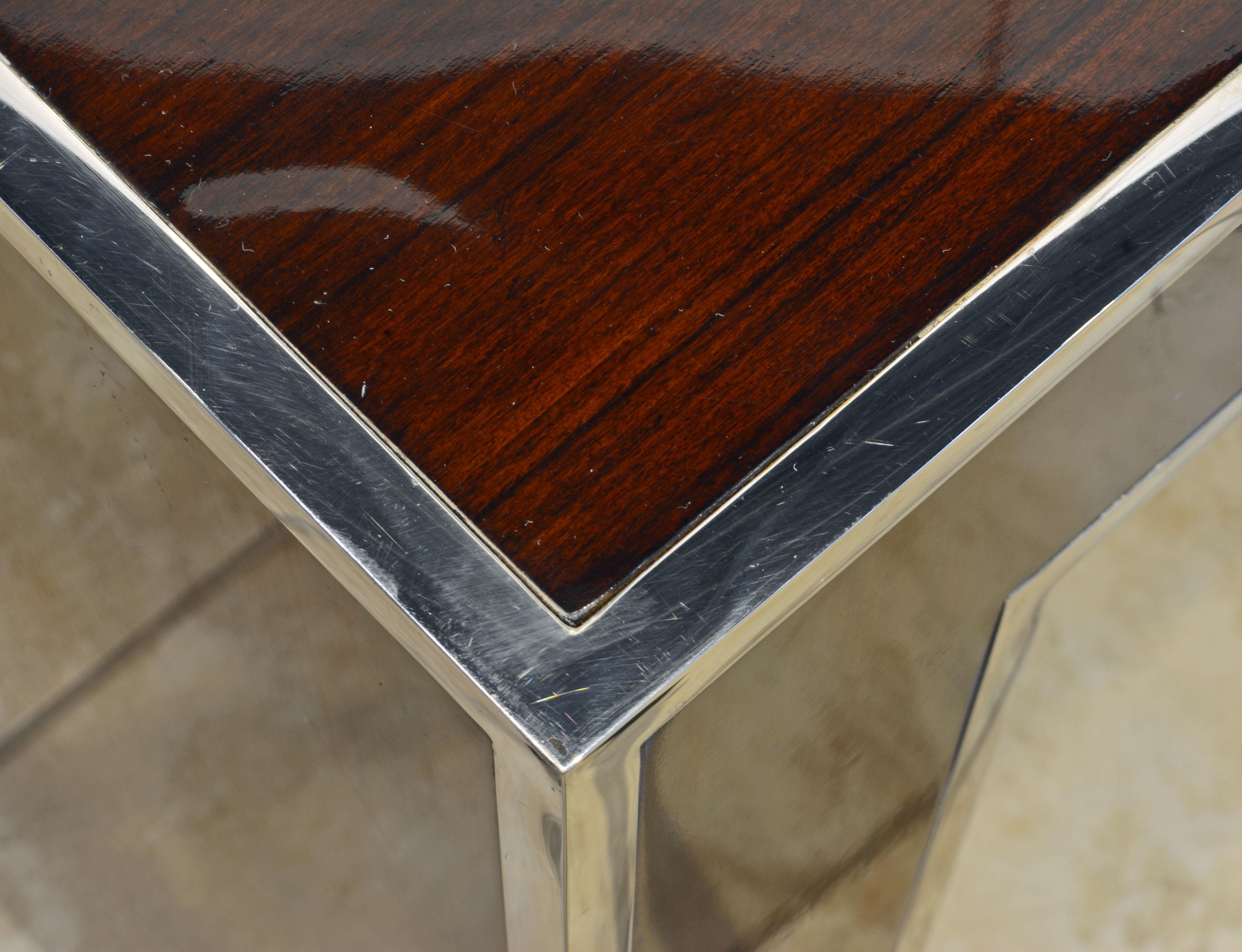 American Rosewood and Polished Steel Console Table by Michael Kirkpatrick for Bolier
