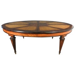 Rosewood and Satinwood EJ Victor English Regency Dining Table with 3 Leaves