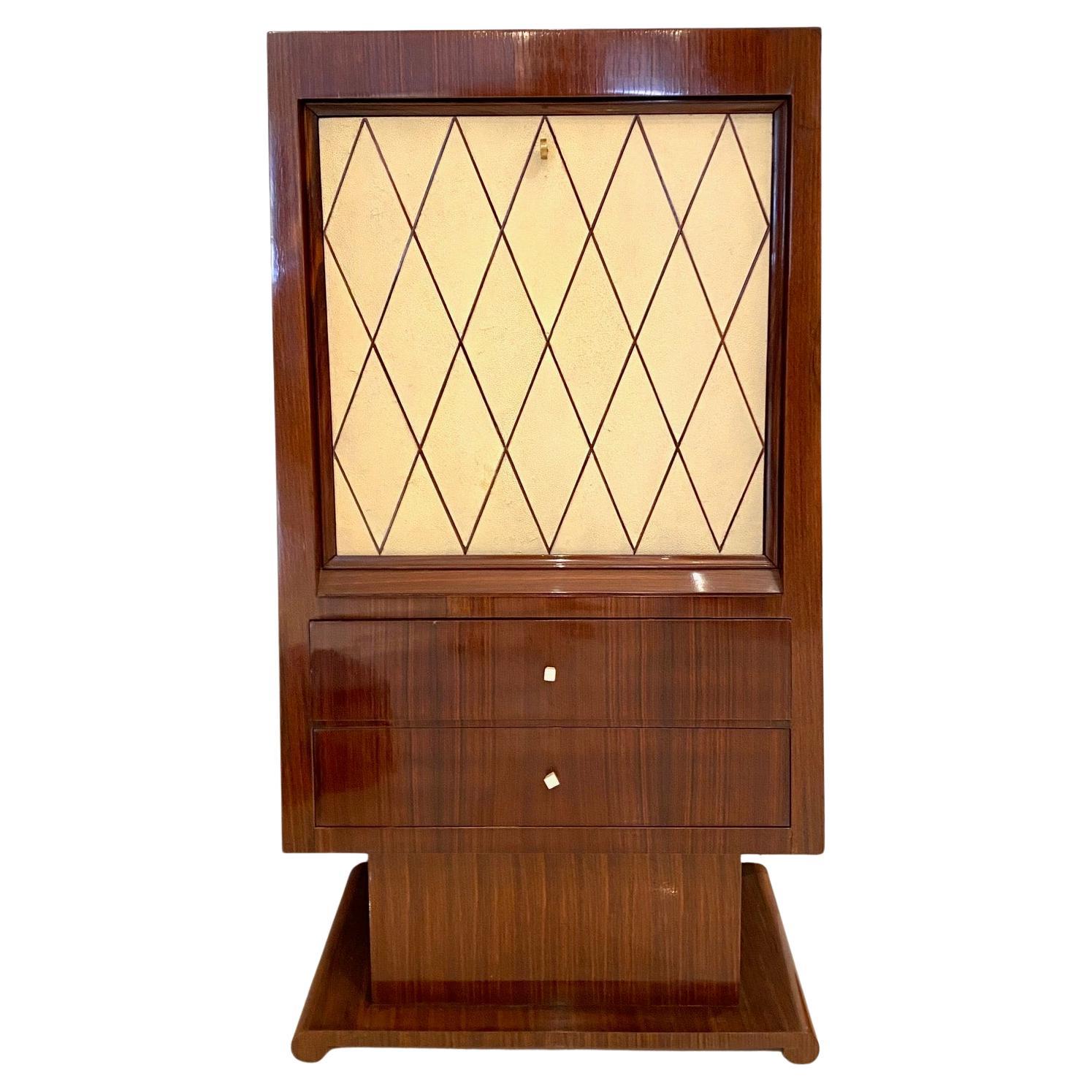 Rosewood and Shagreen Art Deco Cabinet For Sale