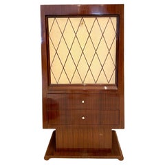 Art-déco-Schrank aus Rosenholz und Chagrinleder