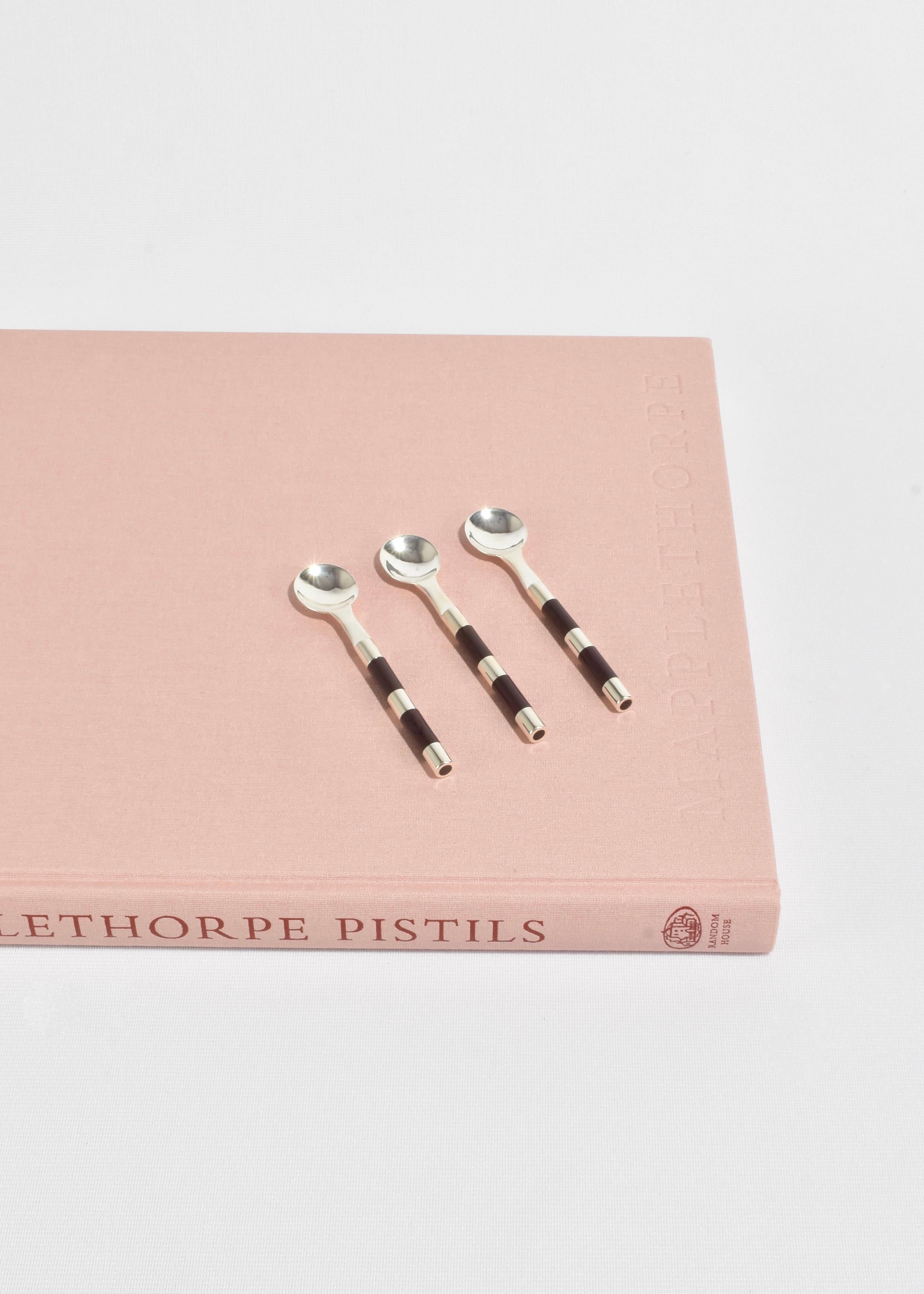Rosewood and Silver Coffee Spoons In New Condition For Sale In Richmond, VA