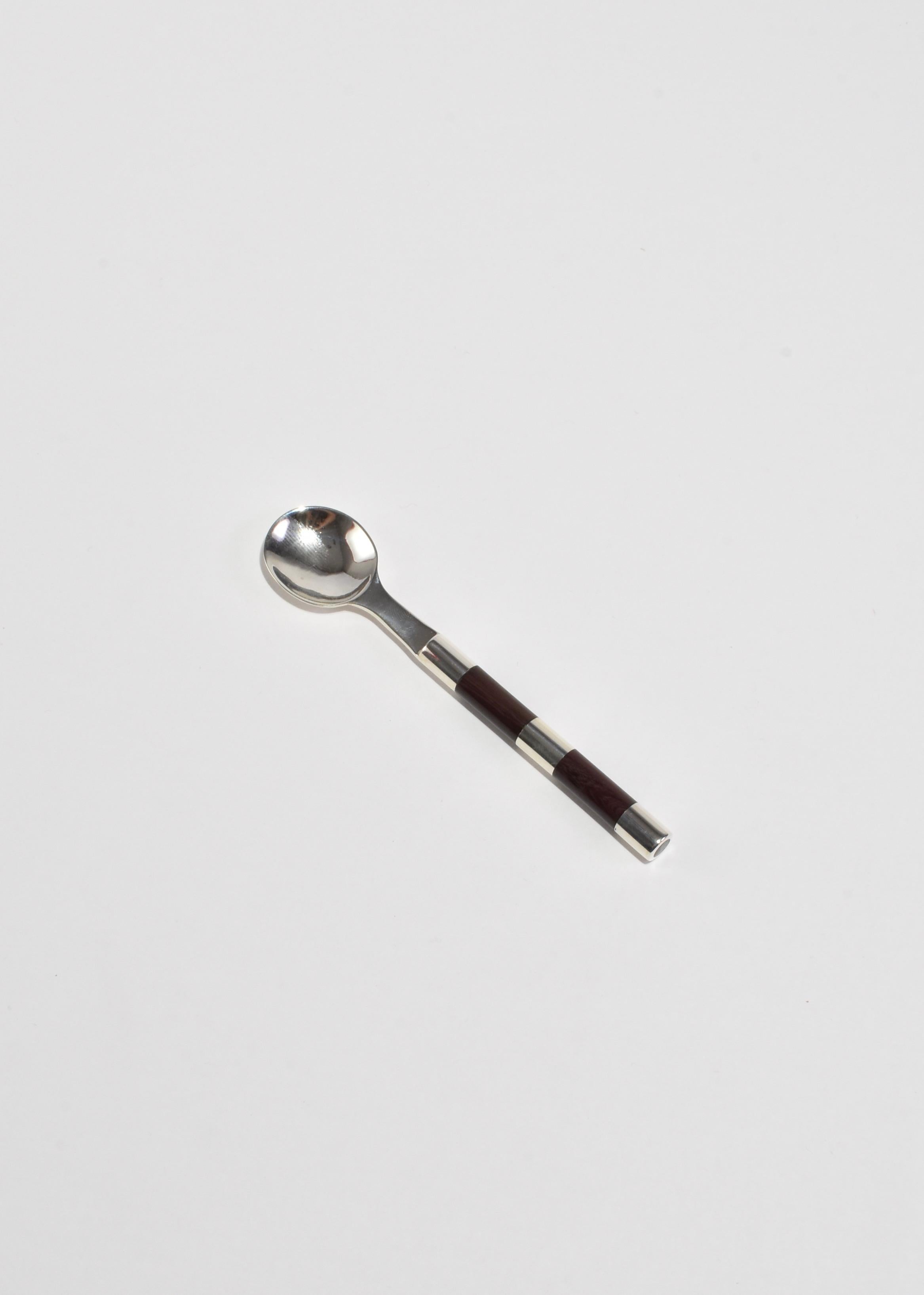 Contemporary Rosewood and Silver Coffee Spoons For Sale