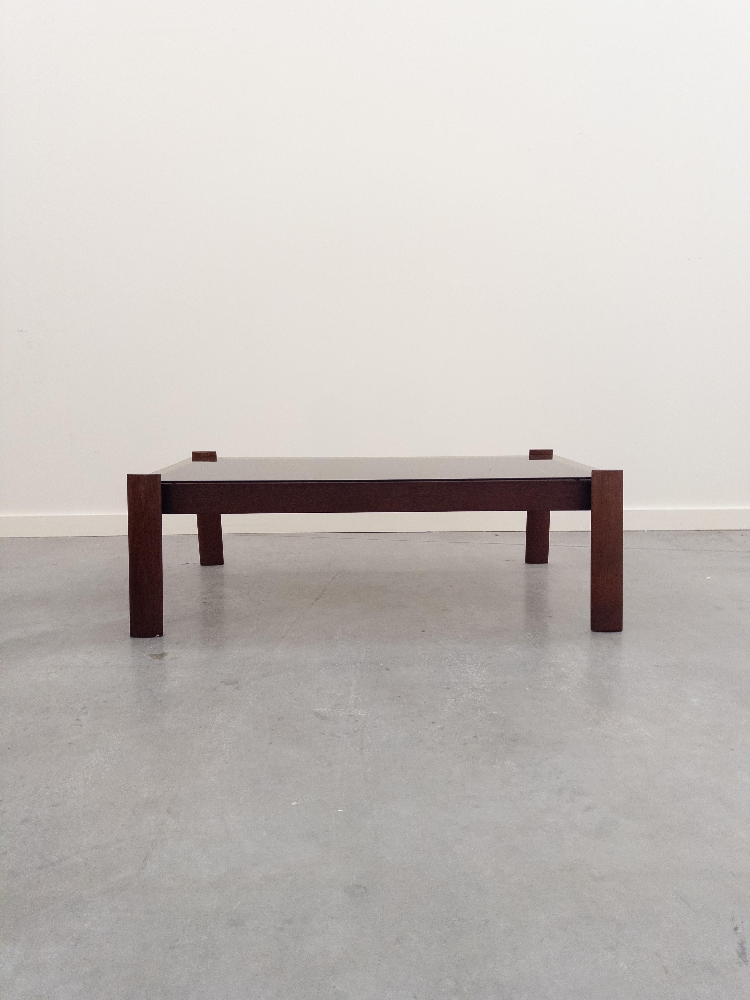 Rosewood and Smoked Glass Coffee Table by Percival Lafer, 1960s In Good Condition In New York, NY