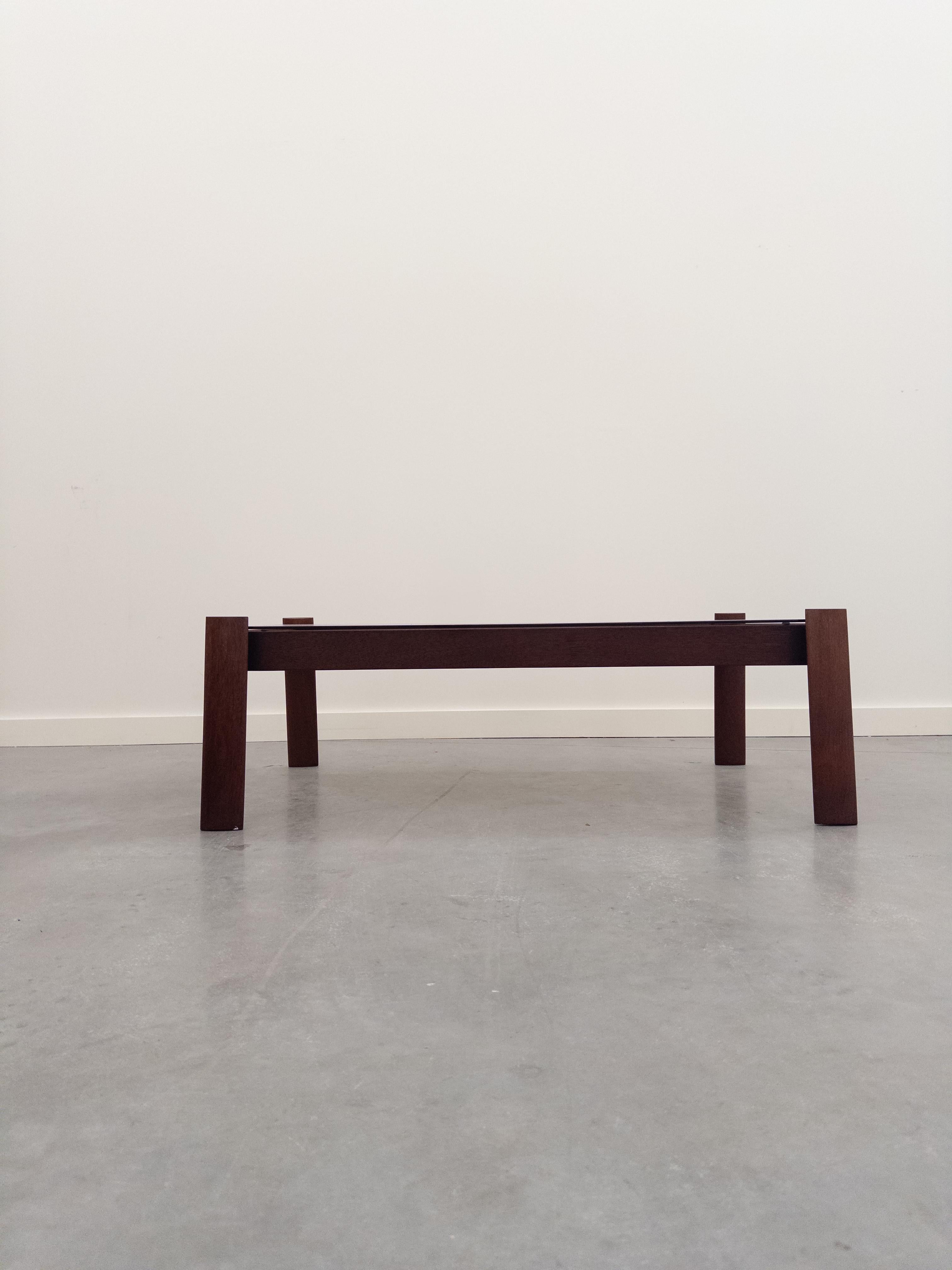 Mid-20th Century Rosewood and Smoked Glass Coffee Table by Percival Lafer, 1960s