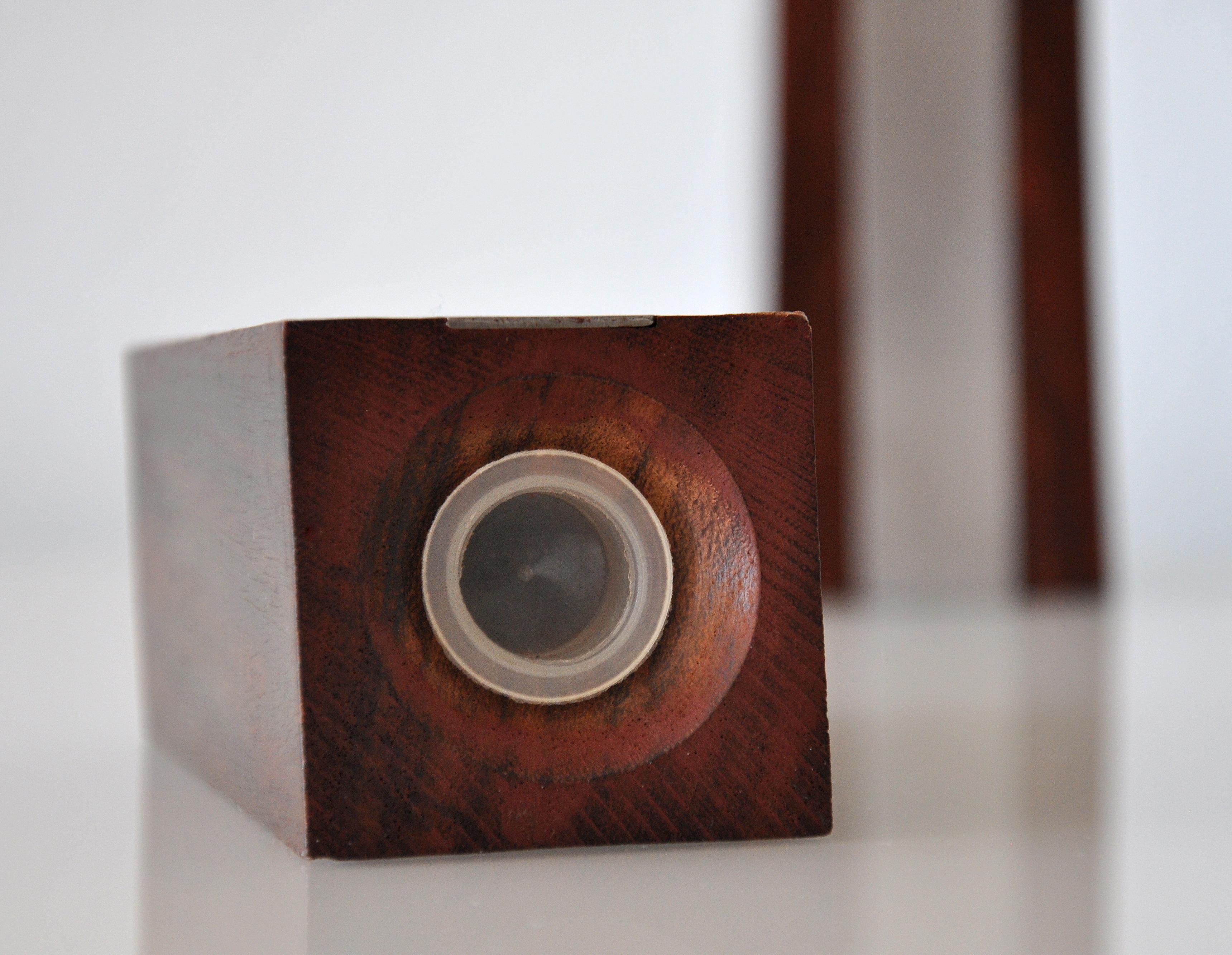 Rosewood and Steel Obelisk Salt and Pepper Shakers For Sale 1
