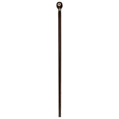 Rosewood and Sterling Walking Stick with Penny Whistle, circa 1900