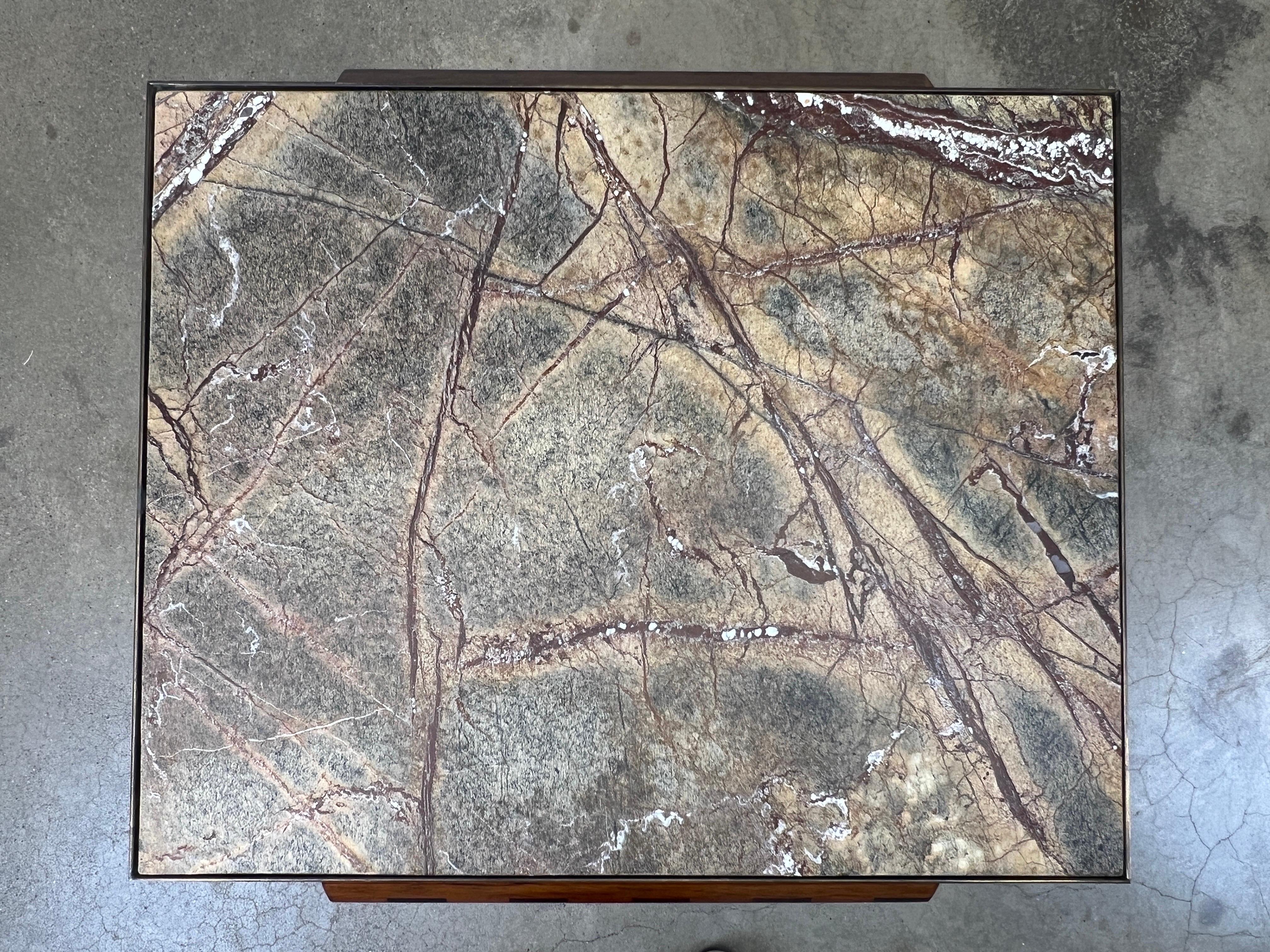 Table à base en X en bois de rose et pierre d'Edward Wormley pour Dunbar en vente 6