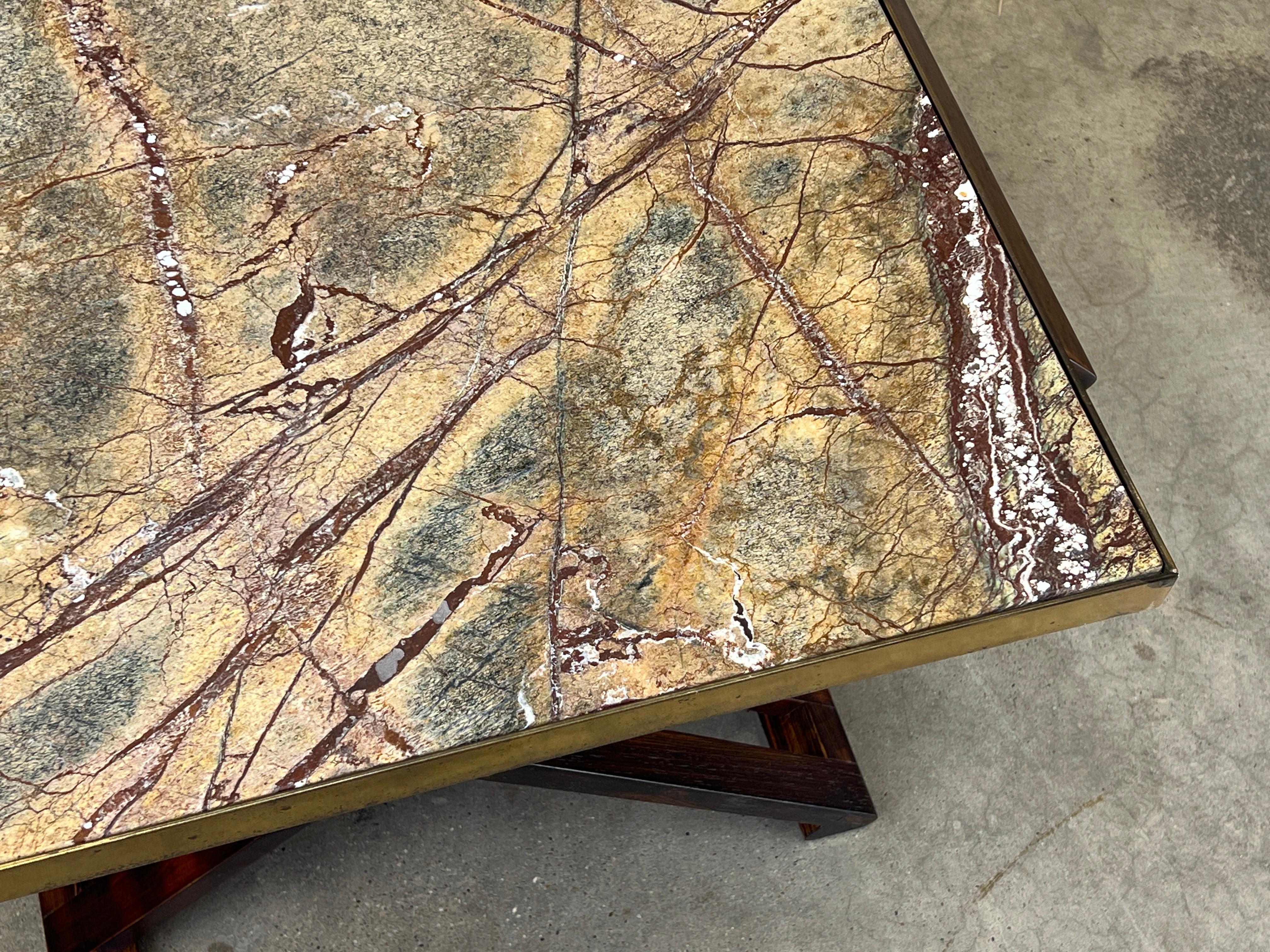 Table à base en X en bois de rose et pierre d'Edward Wormley pour Dunbar en vente 9