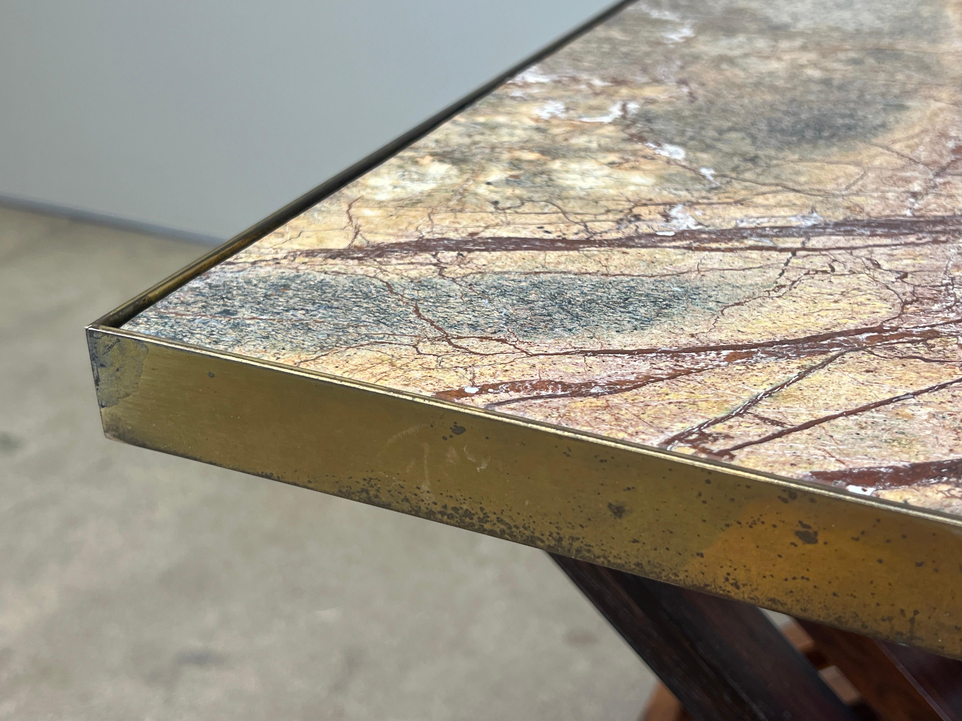Table à base en X en bois de rose et pierre d'Edward Wormley pour Dunbar en vente 12