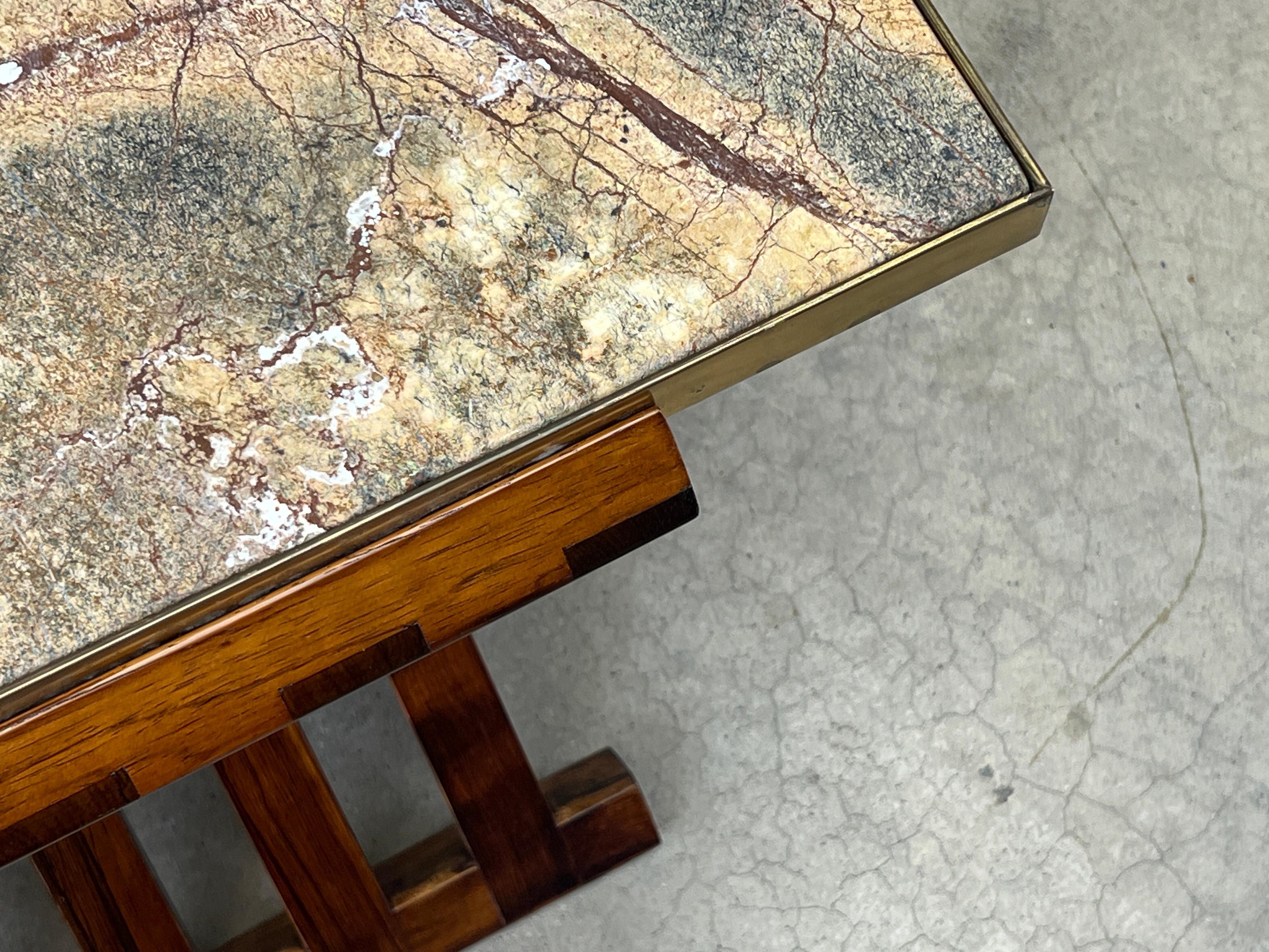 Table à base en X en bois de rose et pierre d'Edward Wormley pour Dunbar en vente 13