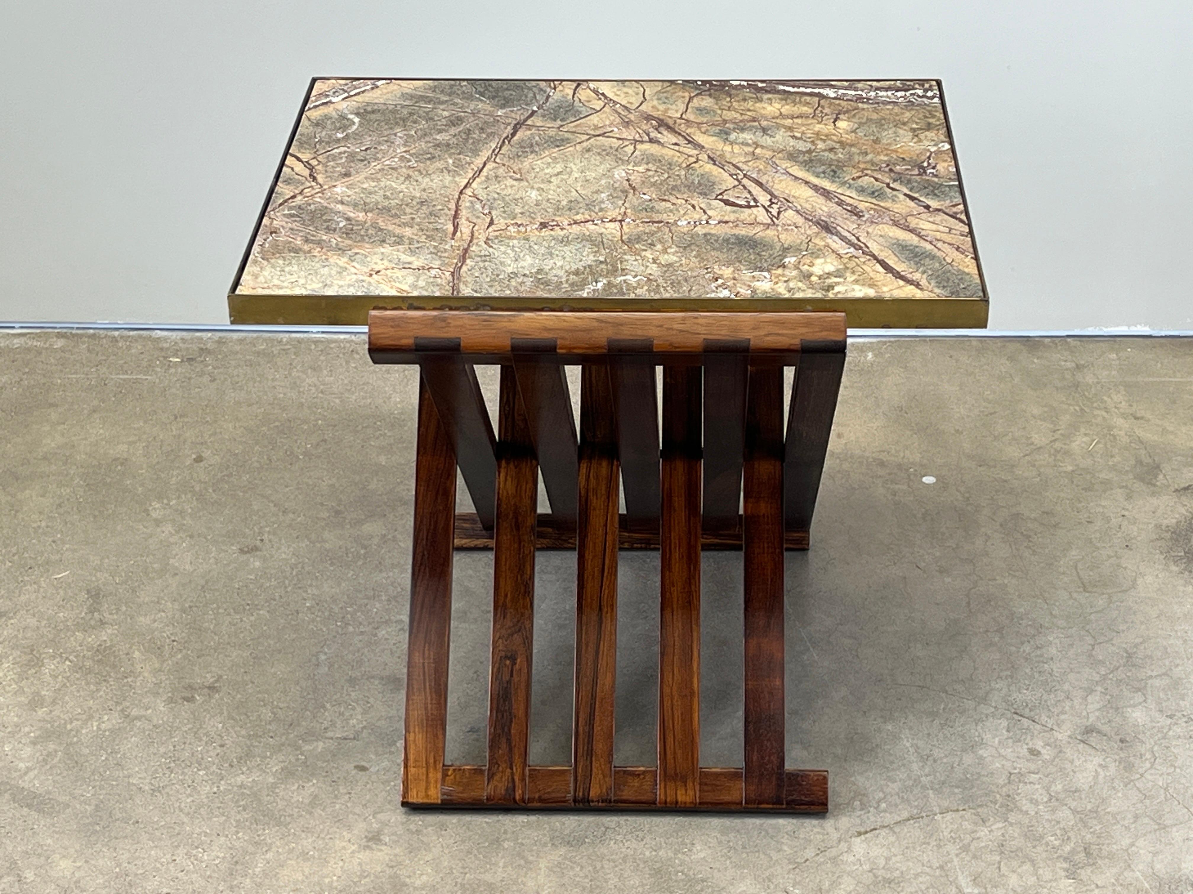 Table à base en X en bois de rose et pierre d'Edward Wormley pour Dunbar en vente 14