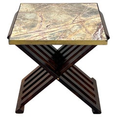 Rosewood and Stone X-Base Table by Edward Wormley for Dunbar