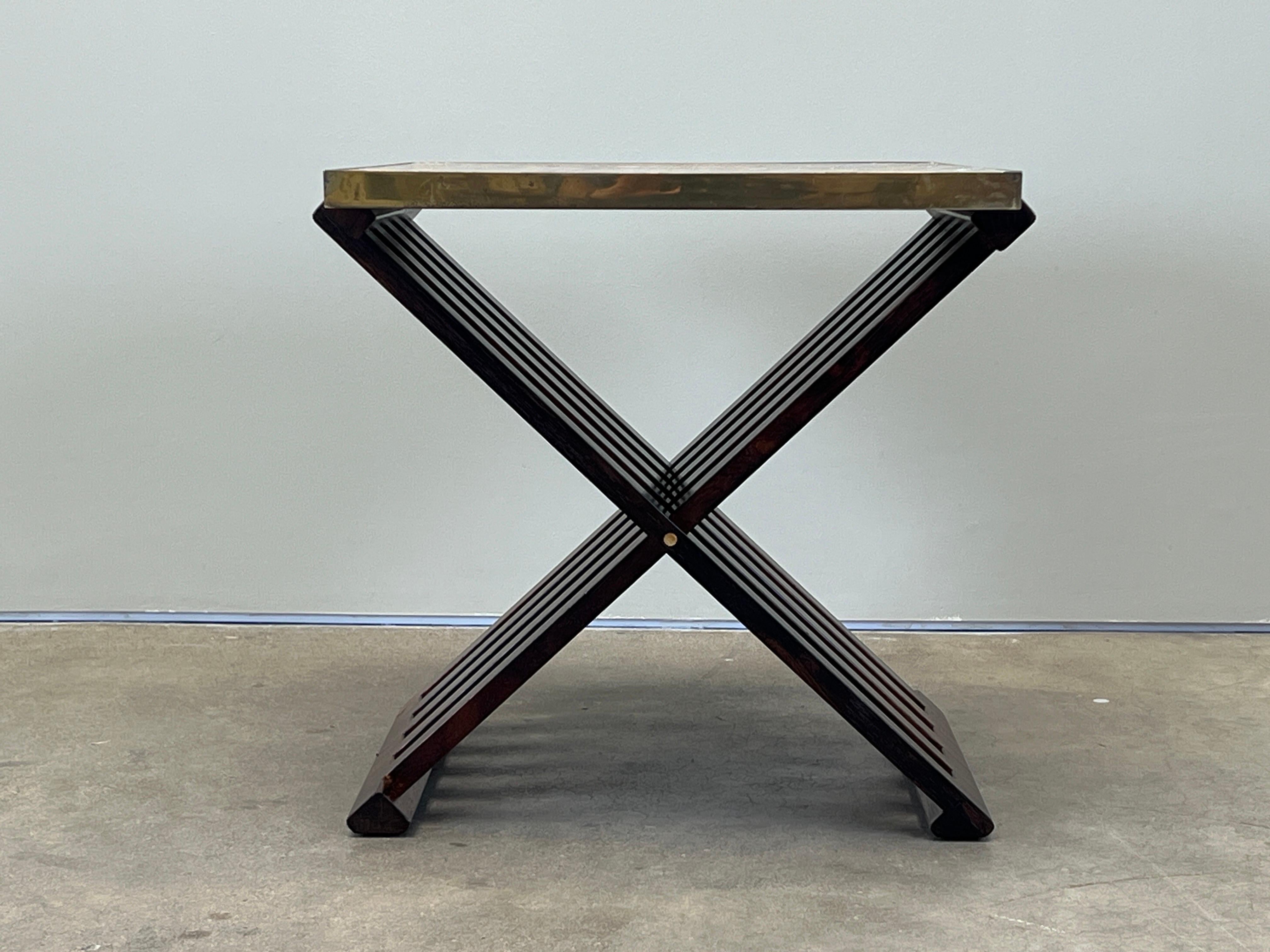 Table à base en X en bois de rose et pierre d'Edward Wormley pour Dunbar Bon état - En vente à Dallas, TX