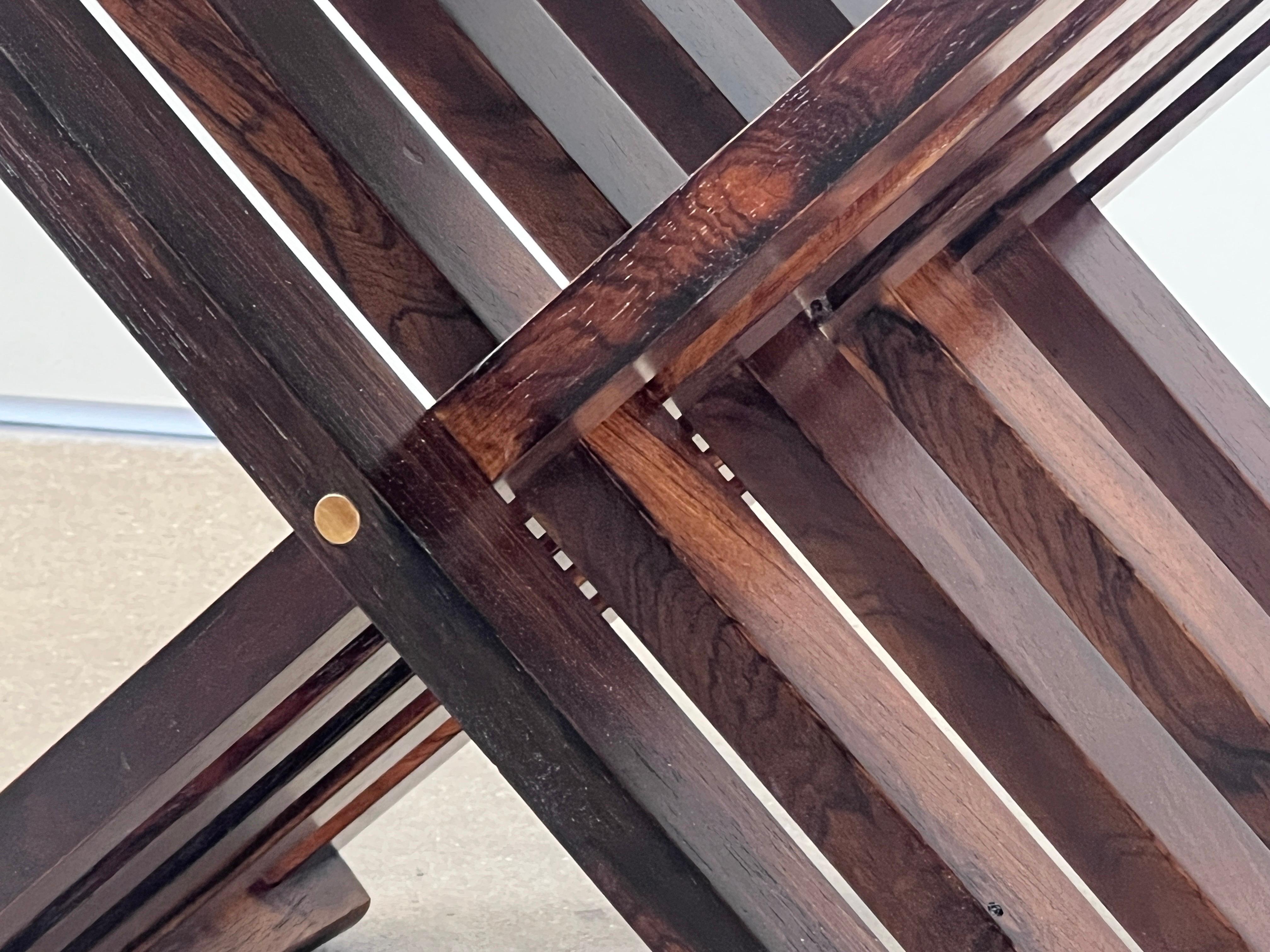 Bois de rose Table à base en X en bois de rose et pierre d'Edward Wormley pour Dunbar en vente