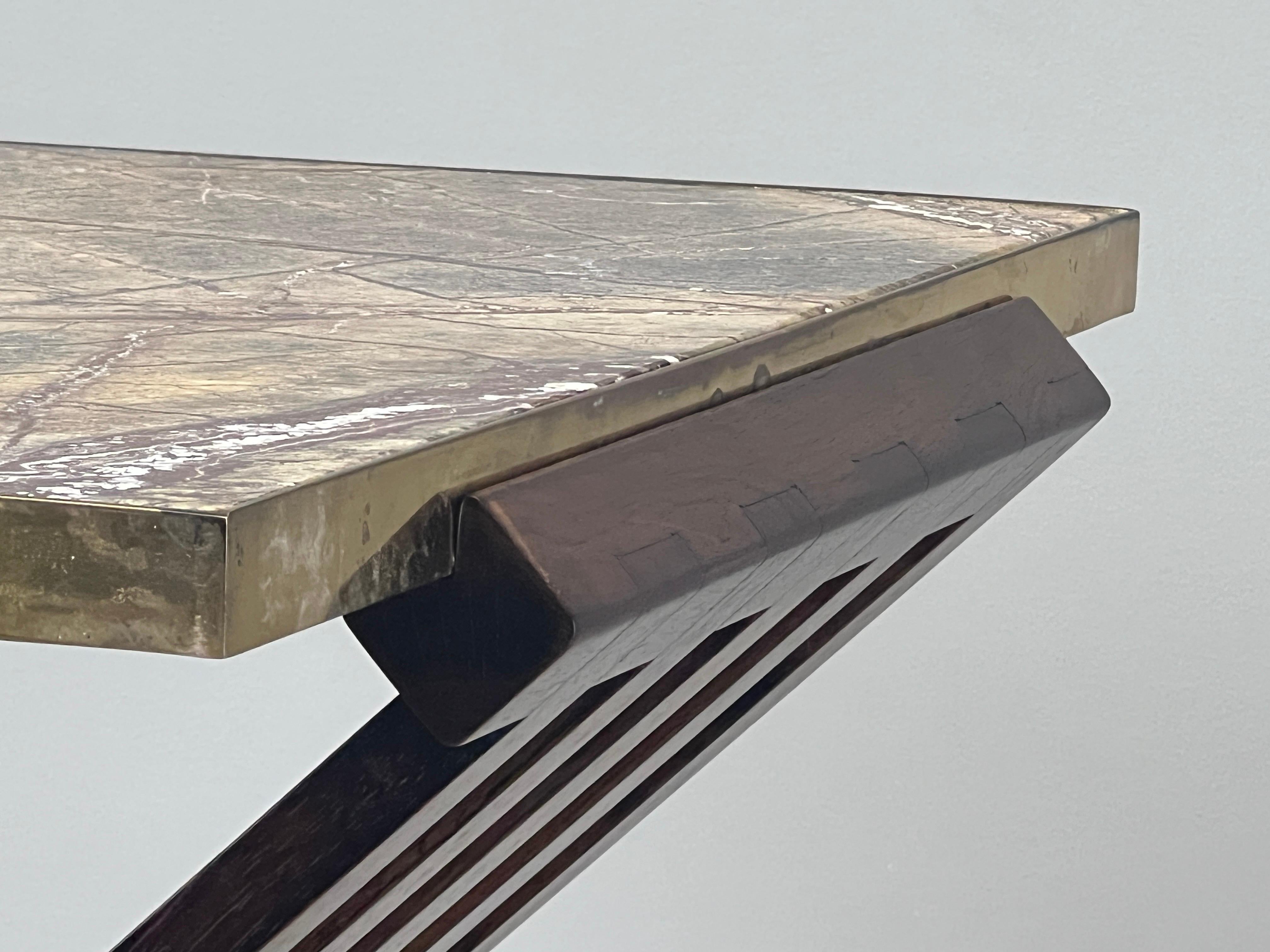 Table à base en X en bois de rose et pierre d'Edward Wormley pour Dunbar en vente 1