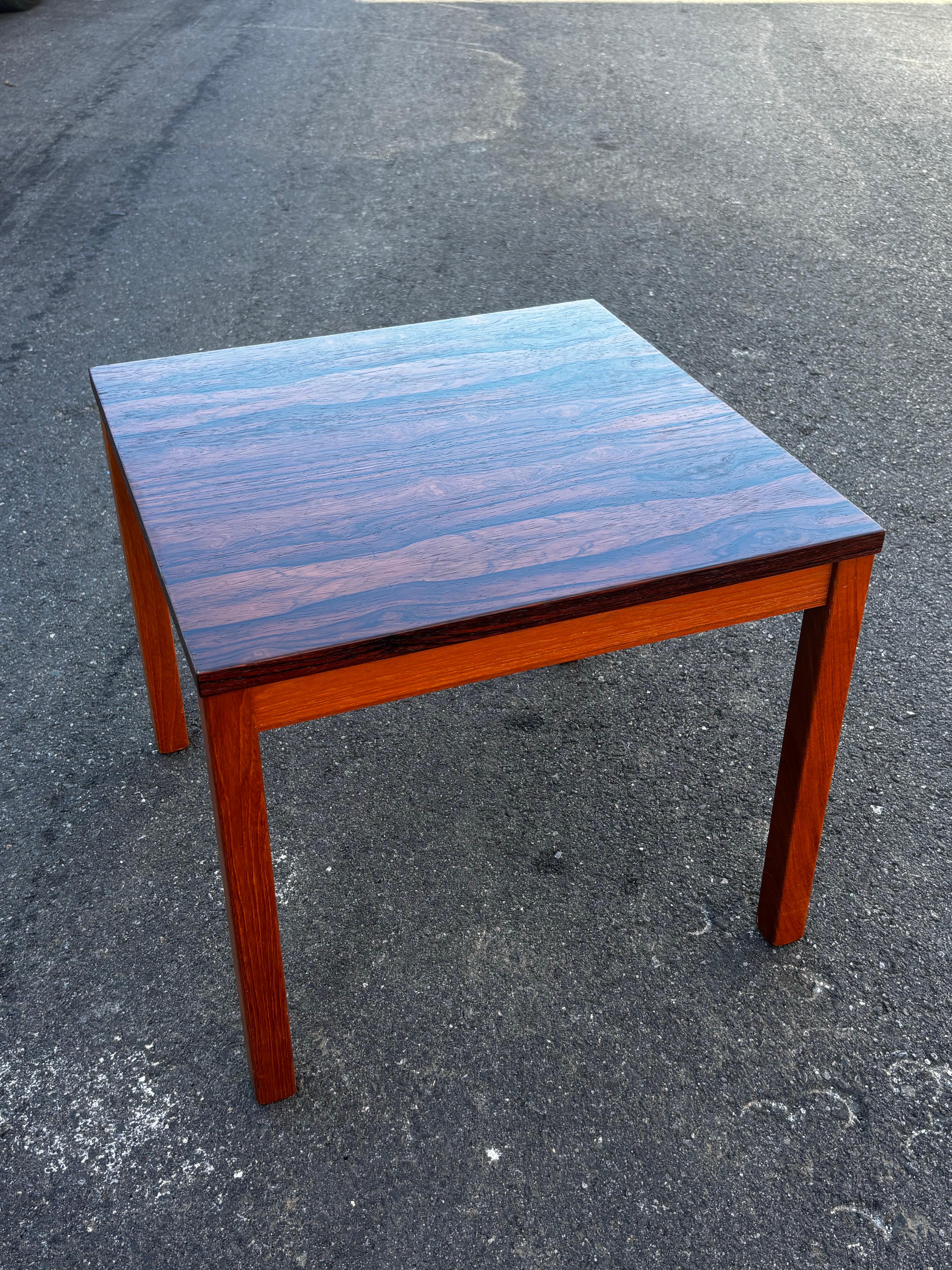 Scandinavian Modern Rosewood and Teak Side Table For Sale
