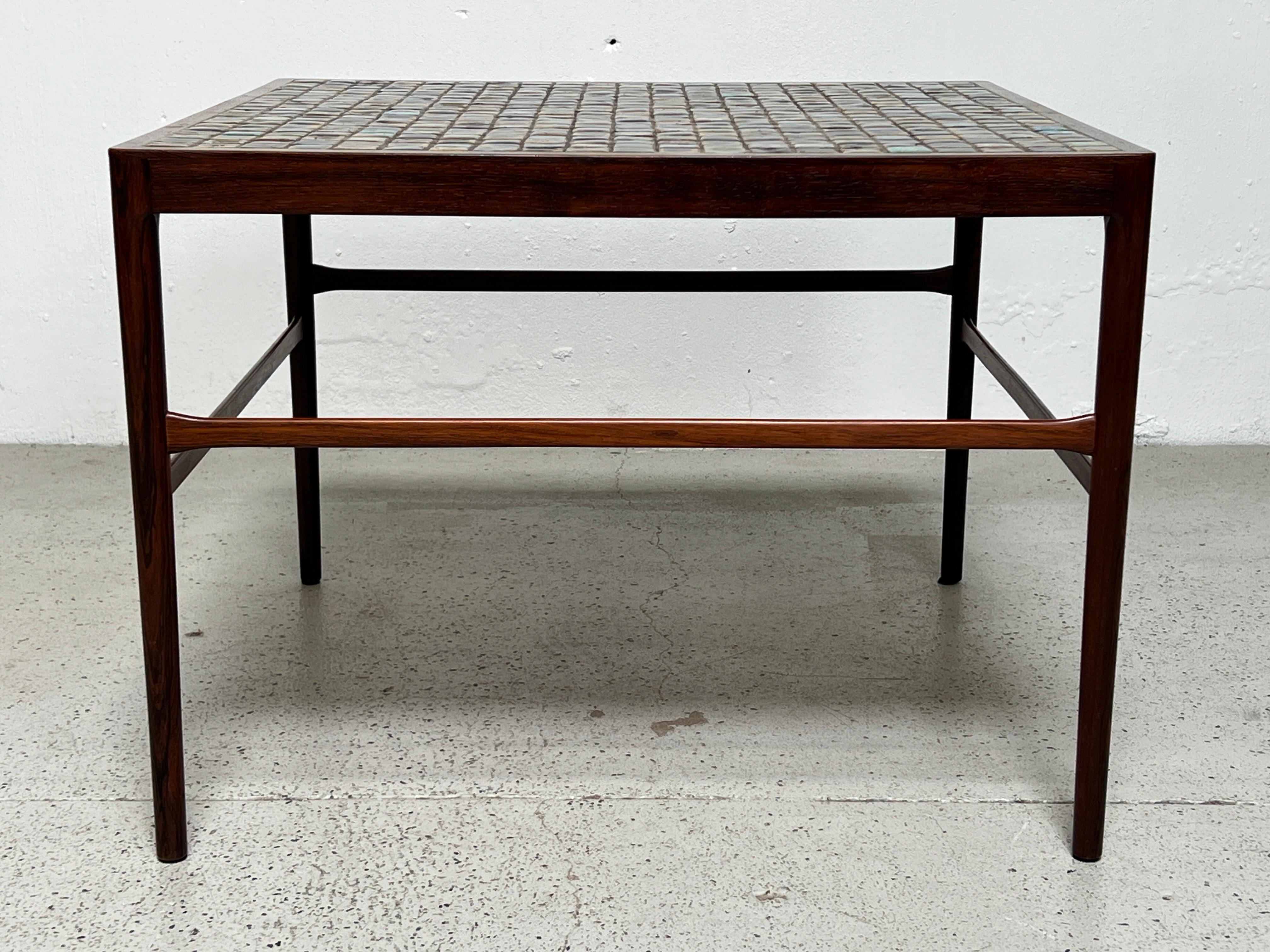 Table en bois de rose et carreaux de Helge Vestergaard-Jensen pour Soren Horn 7
