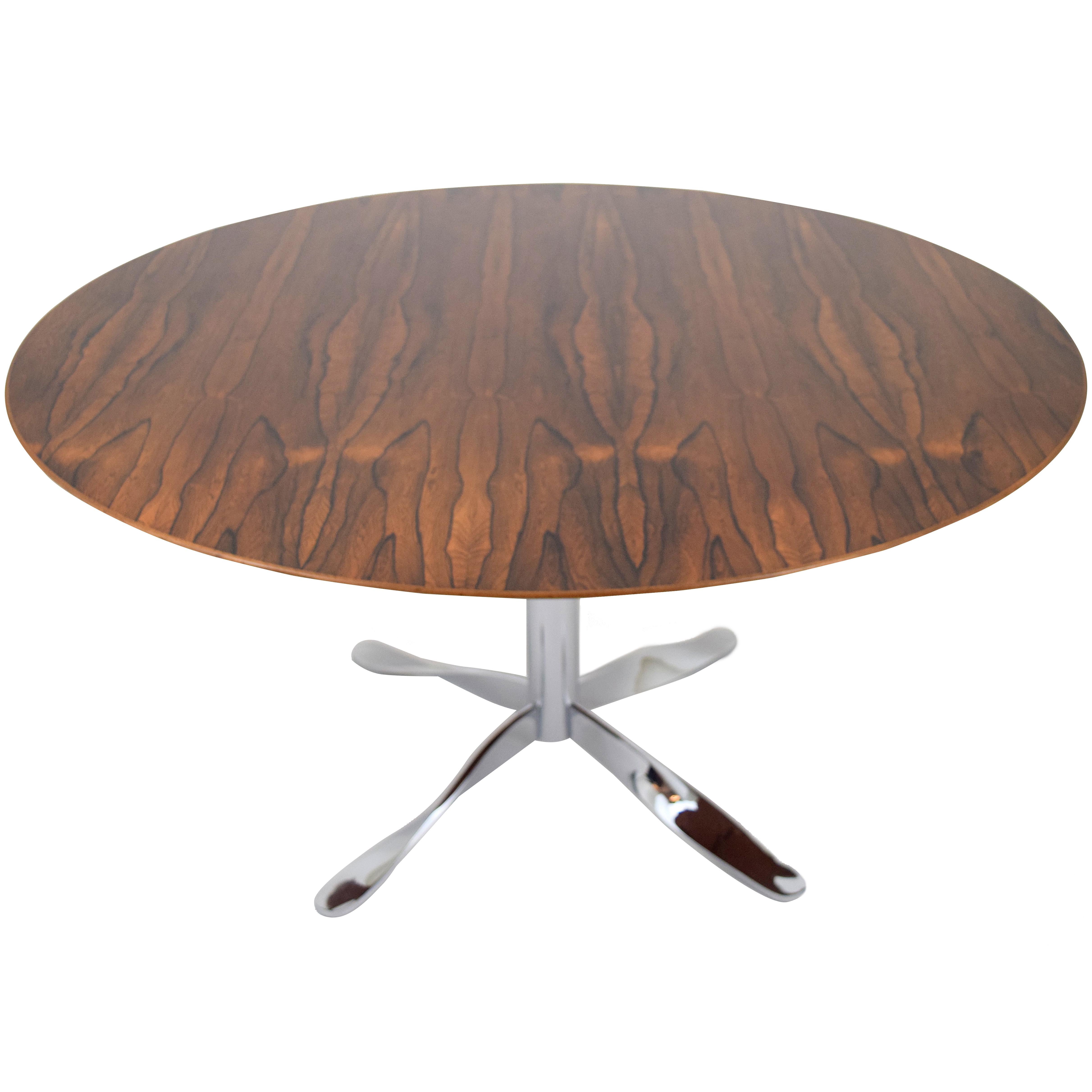 Rosewood and "Twisted" Chrome Base Dining Table