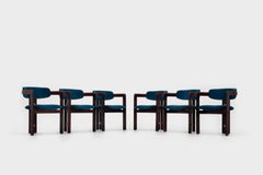 Rosewood and Velvet Italian Mid-Century Modern Pamplona Dining Chairs