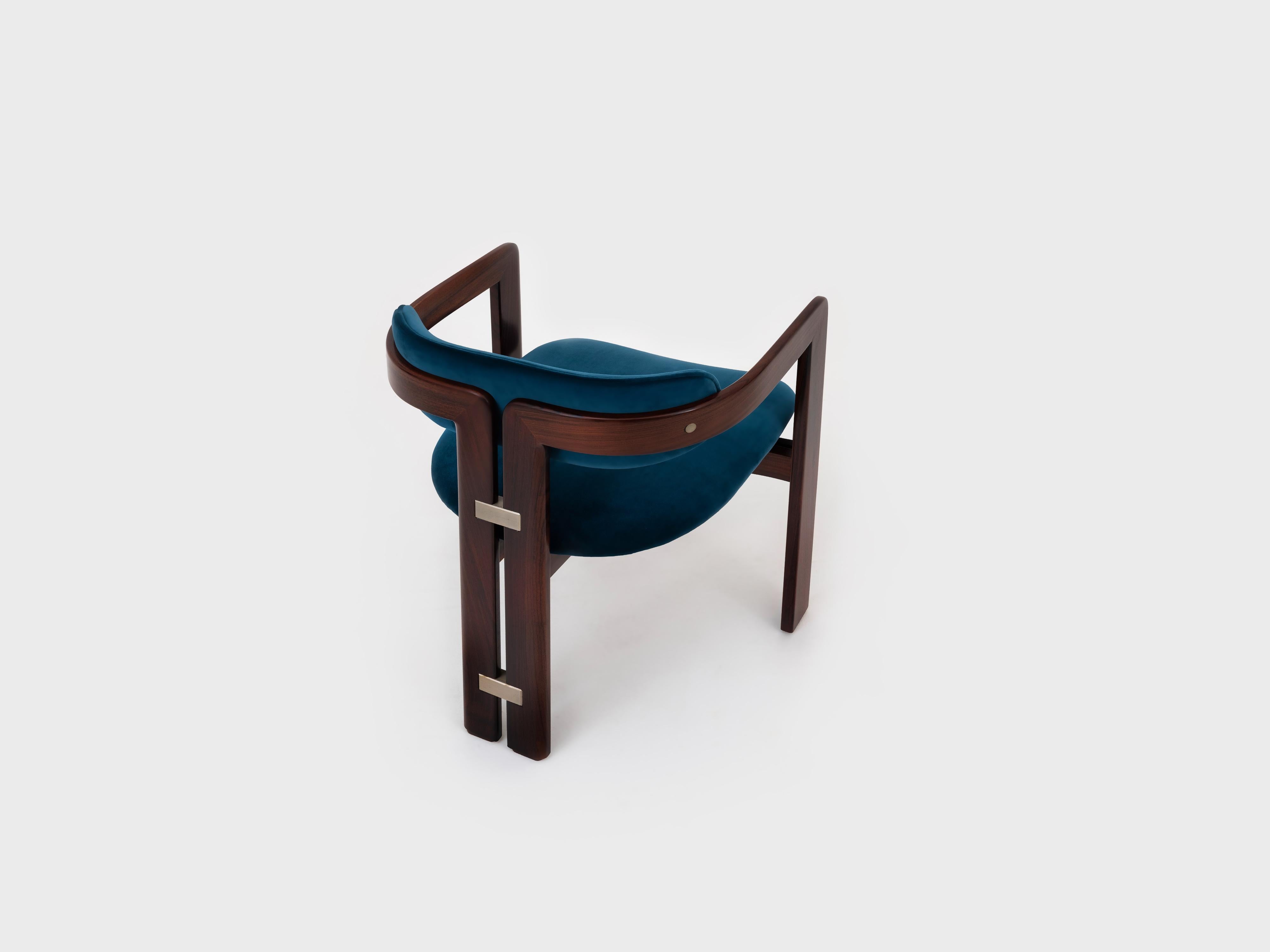 Rosewood and Velvet Italian Mid-Century Modern Pamplona Dining Chairs 5