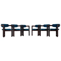 Rosewood and Velvet Italian Mid-Century Modern Pamplona Dining Chairs