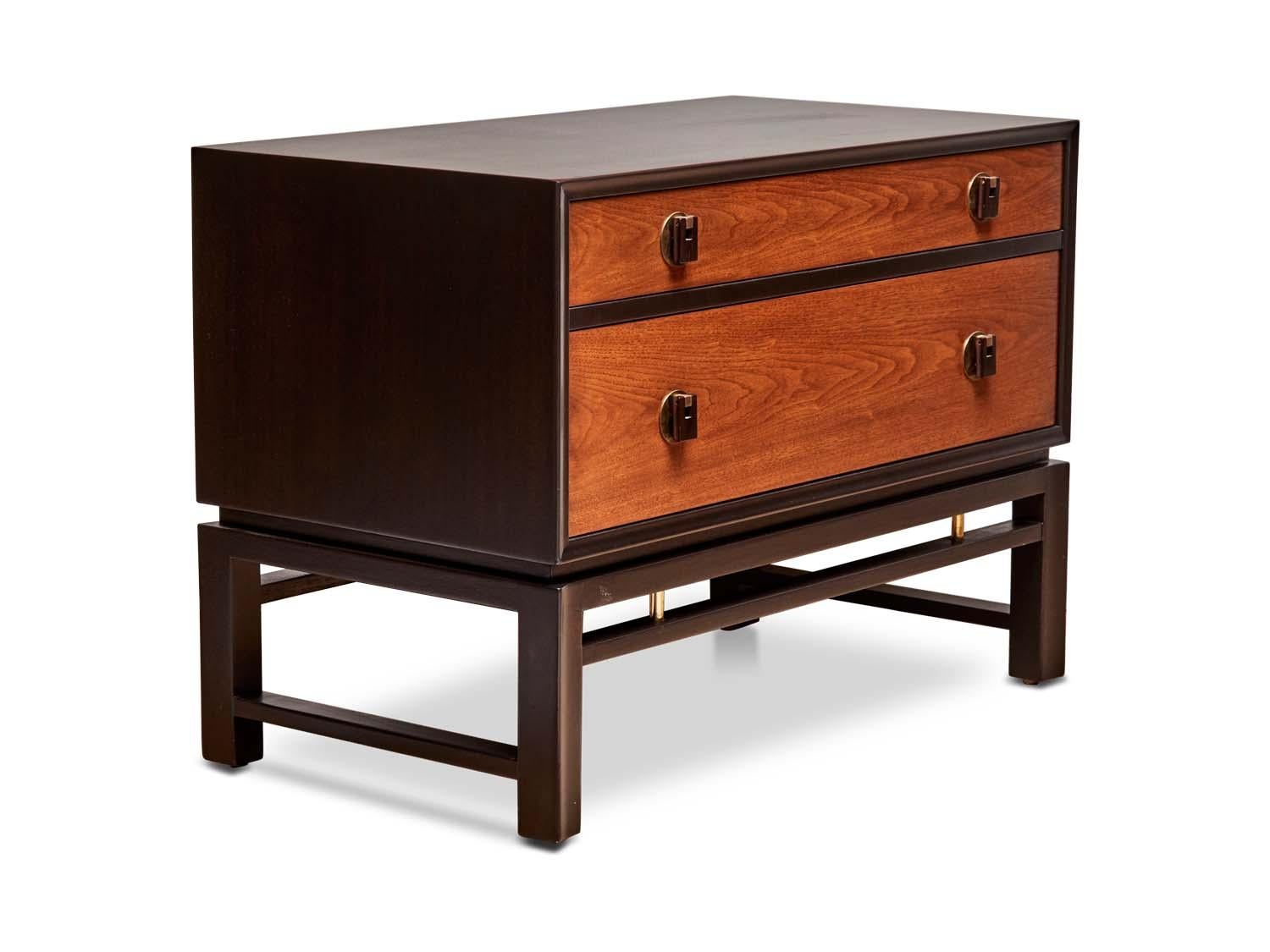 Rosewood and walnut 2-drawer chest by Edward Wormley for Dunbar.