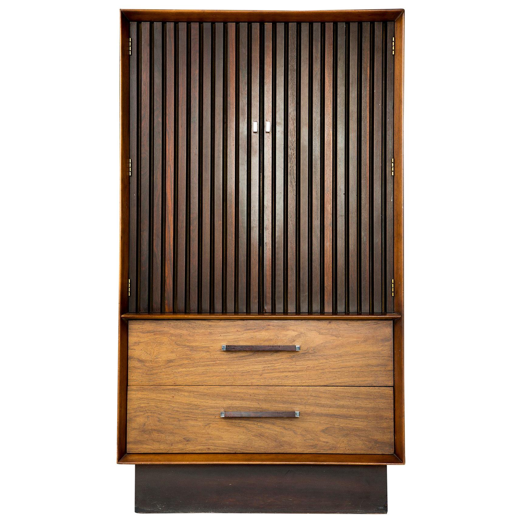 Rosewood and Walnut Gentleman
s Wardrobe Dresser by Lane, circa 1965