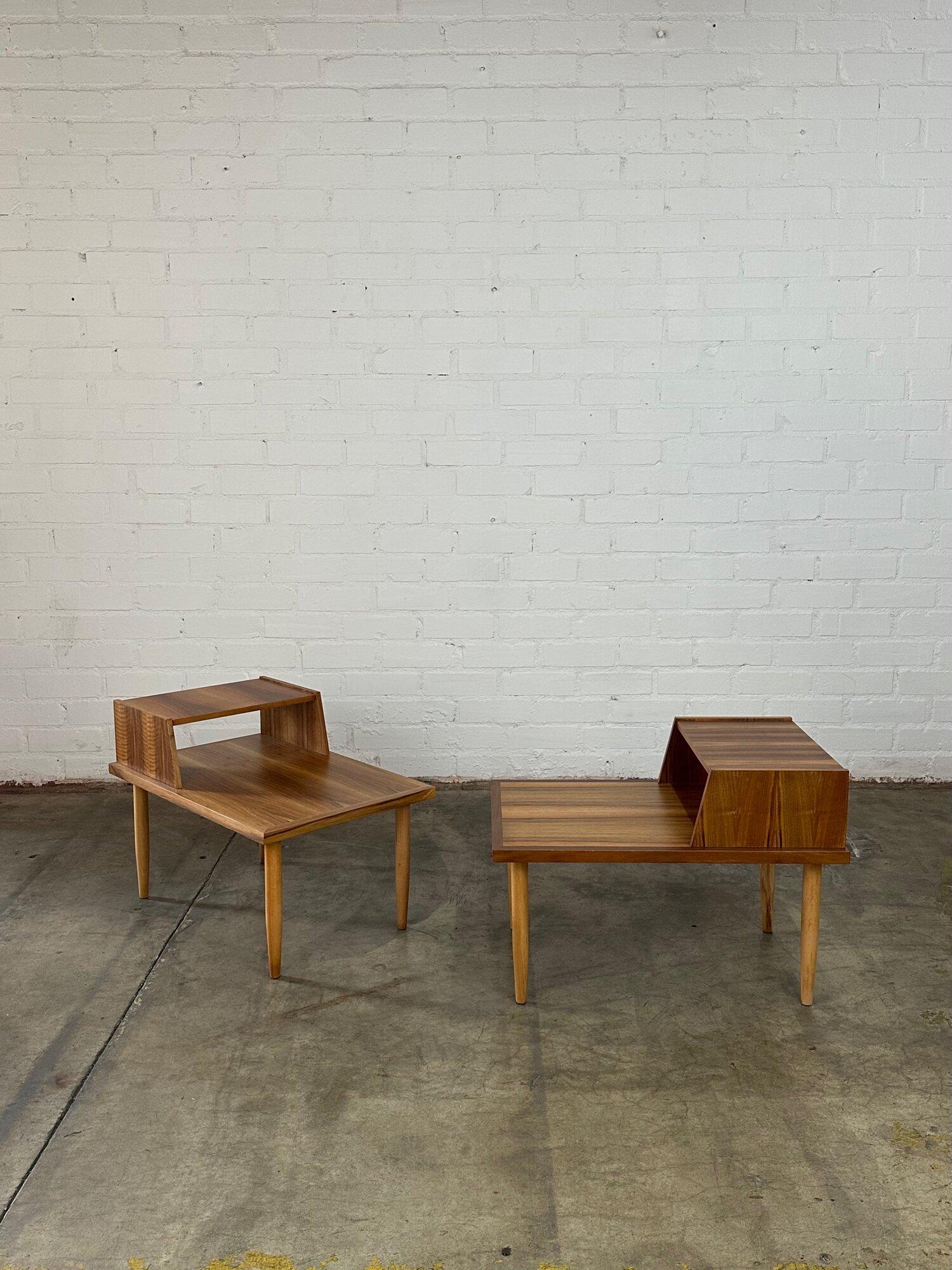 Rosewood and Walnut Side Tables, Pair For Sale 5