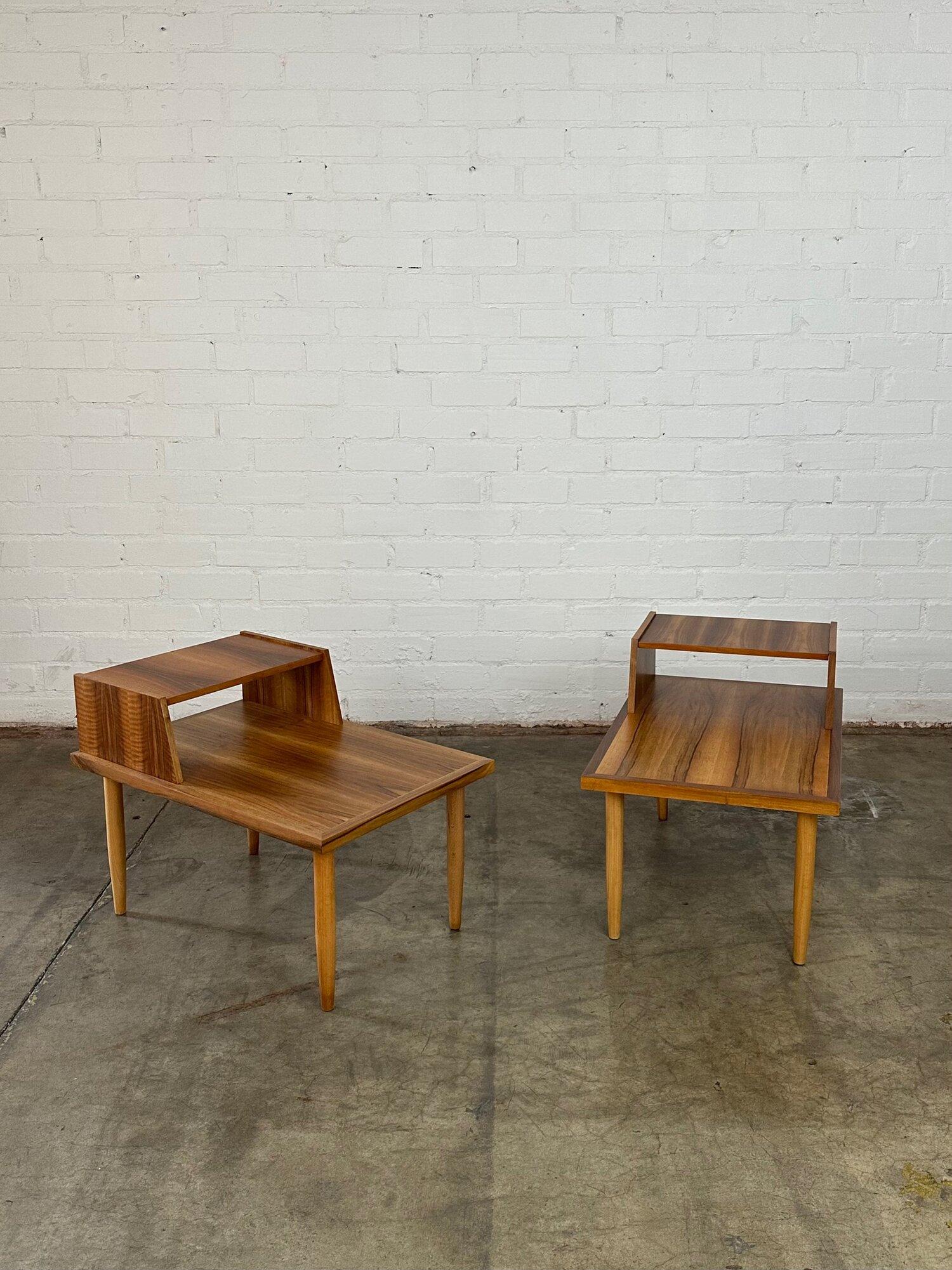 Mid-Century Modern Rosewood and Walnut Side Tables, Pair For Sale