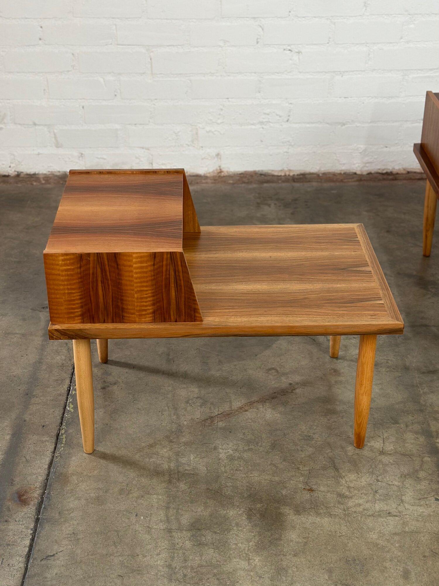 Rosewood and Walnut Side Tables, Pair In Good Condition For Sale In Los Angeles, CA