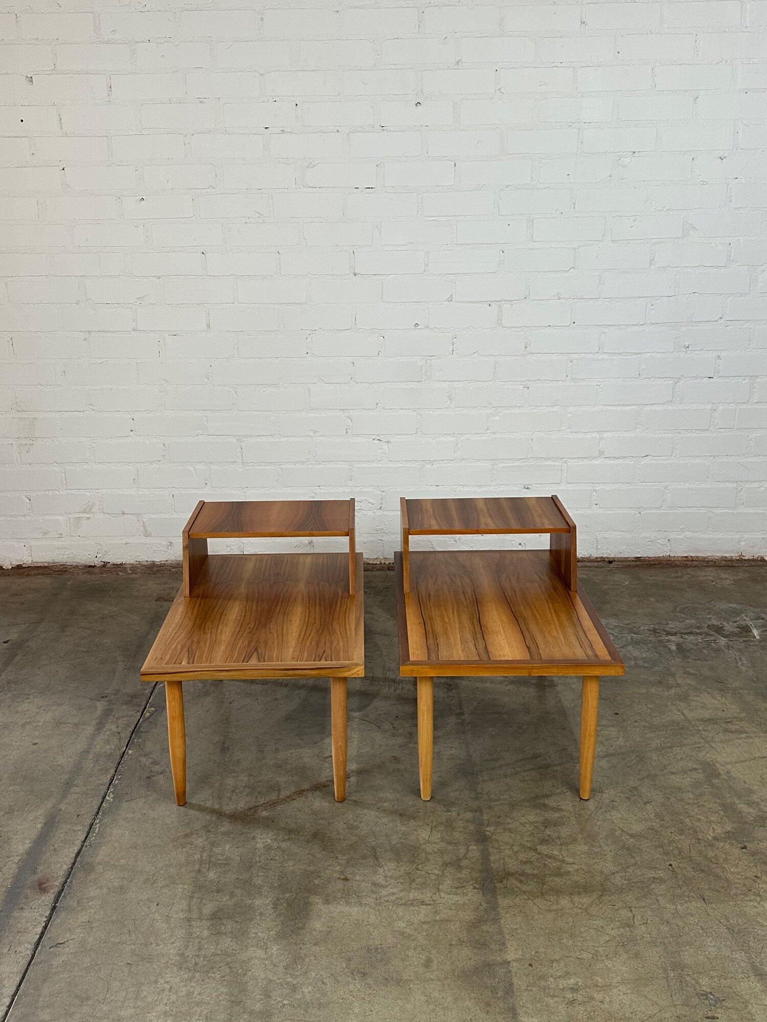 20th Century Rosewood and Walnut Side Tables, Pair For Sale