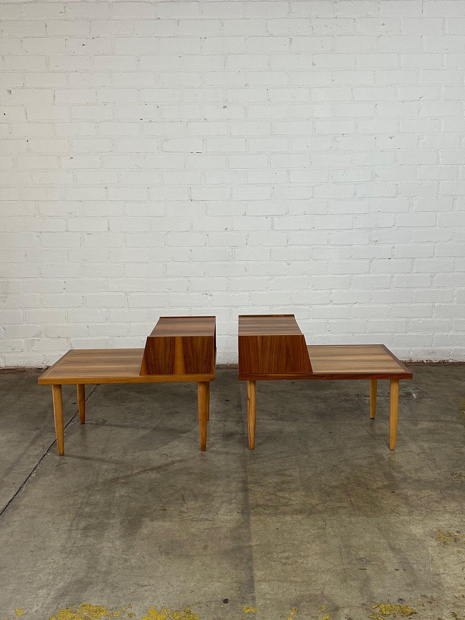Rosewood and Walnut Side Tables, Pair For Sale 1