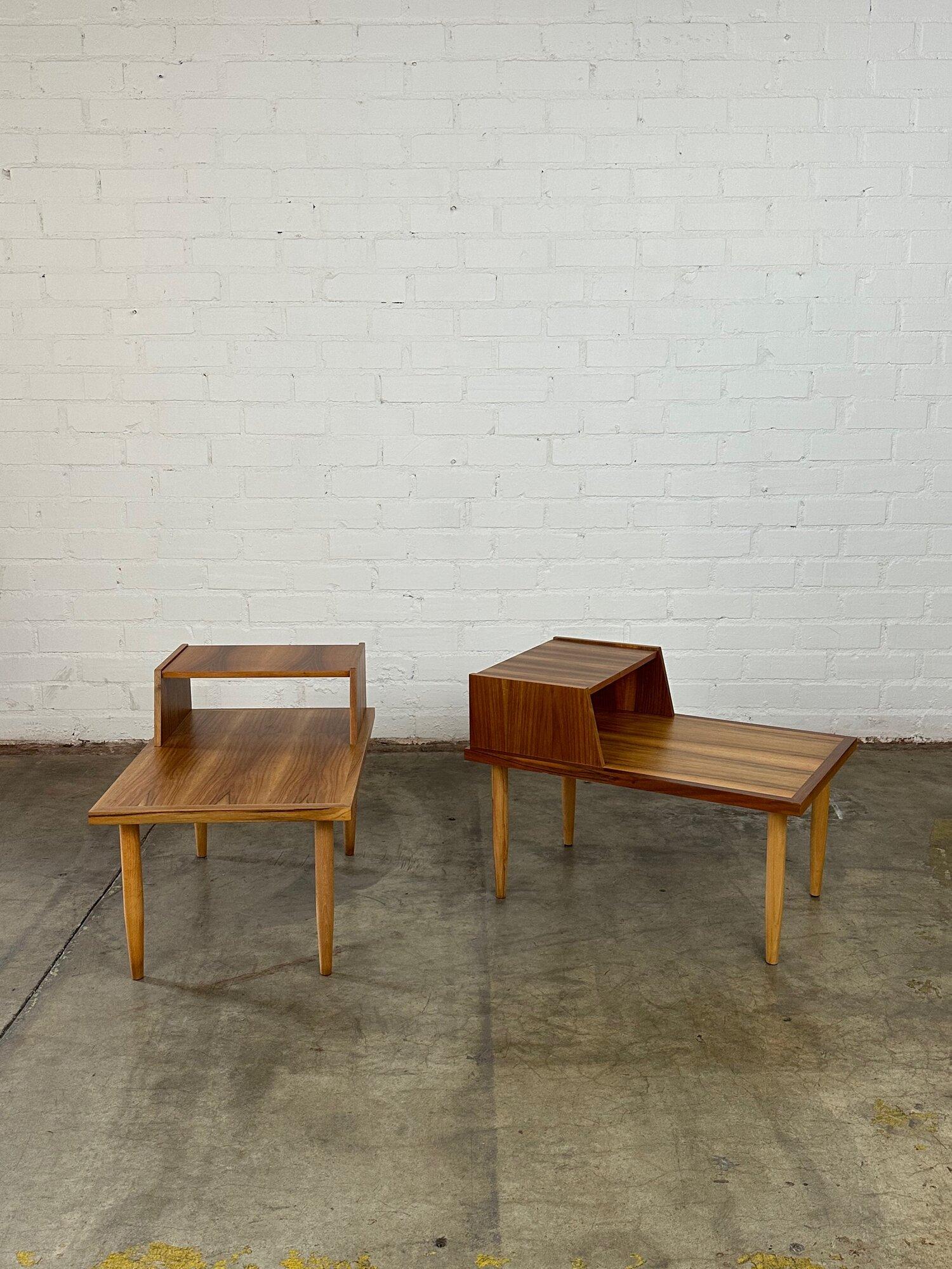 Rosewood and Walnut Side Tables, Pair For Sale 3