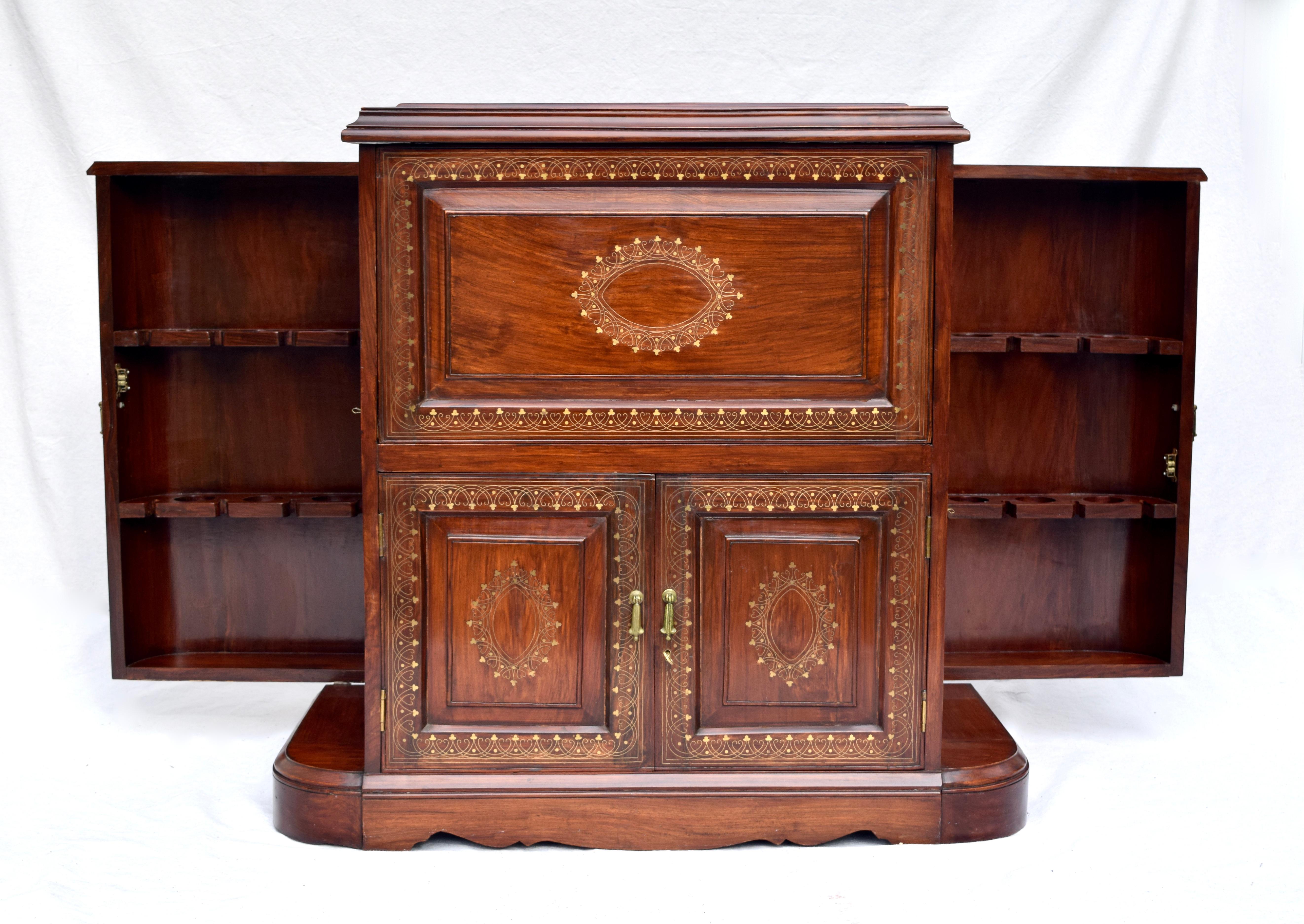 Anglo-Indian Rosewood Anglo Indian Dry Bar or Display Cabinet by M. Hayat & Bros. Ltd For Sale