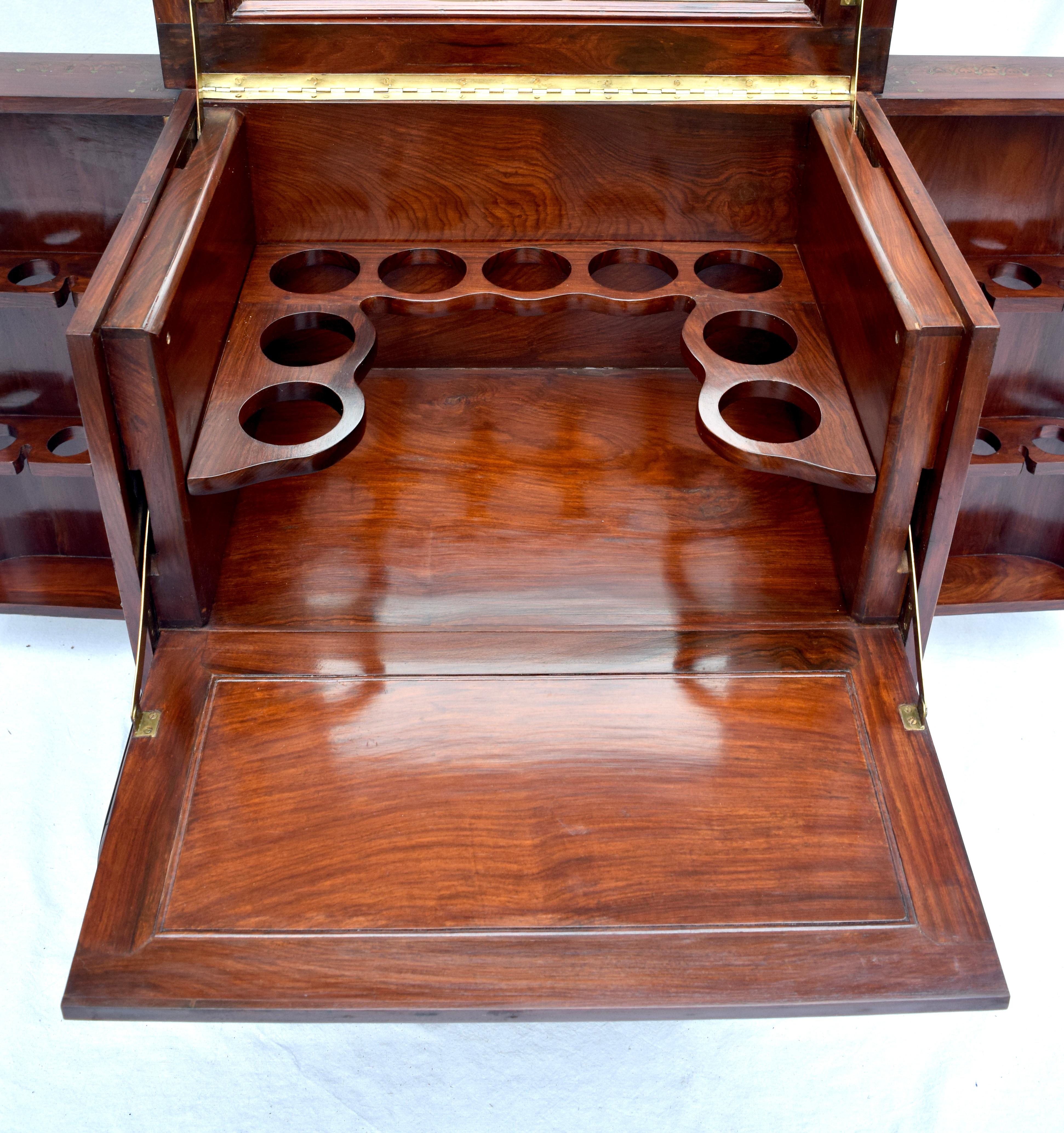 Carved Rosewood Anglo Indian Dry Bar or Display Cabinet by M. Hayat & Bros. Ltd For Sale