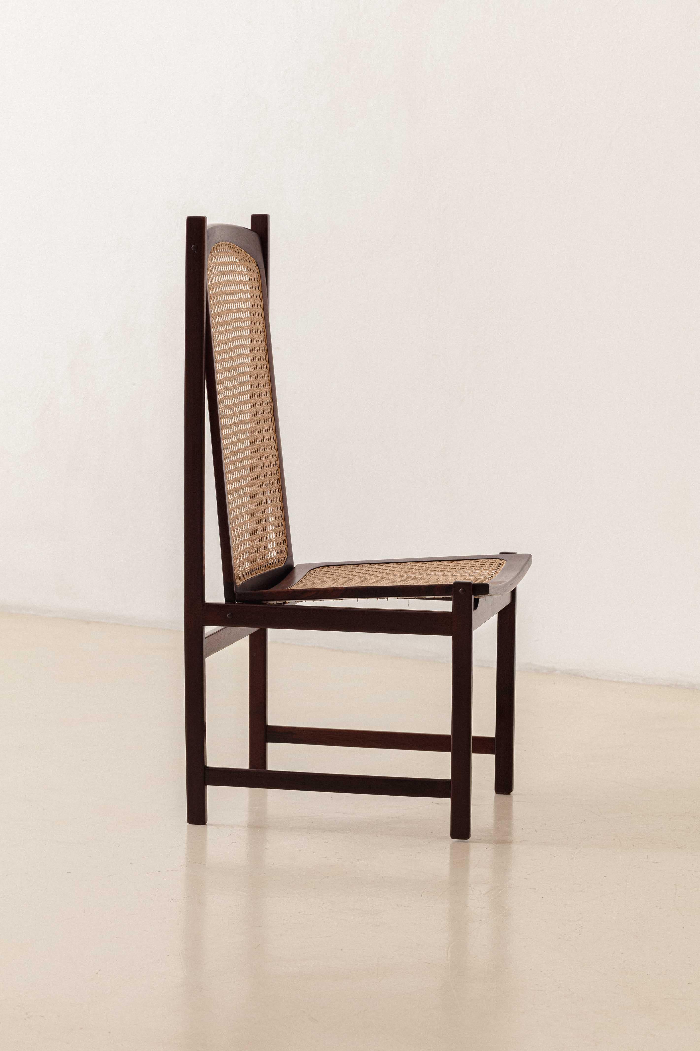 Rosewood ans Cane Dining Chairs by Fatima Arquitetura Interiores (FAI), 1960s For Sale 4