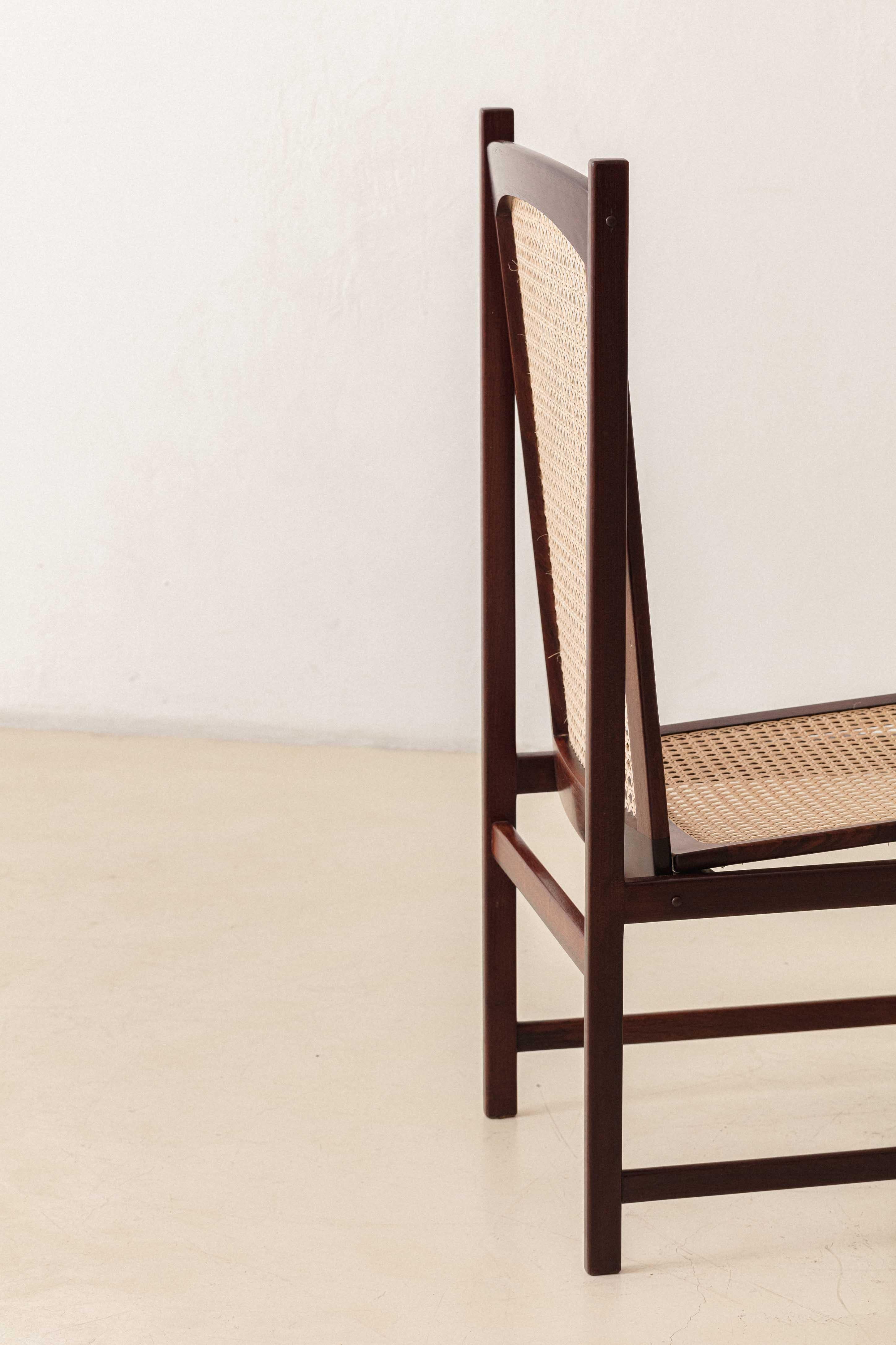 Rosewood ans Cane Dining Chairs by Fatima Arquitetura Interiores (FAI), 1960s For Sale 6