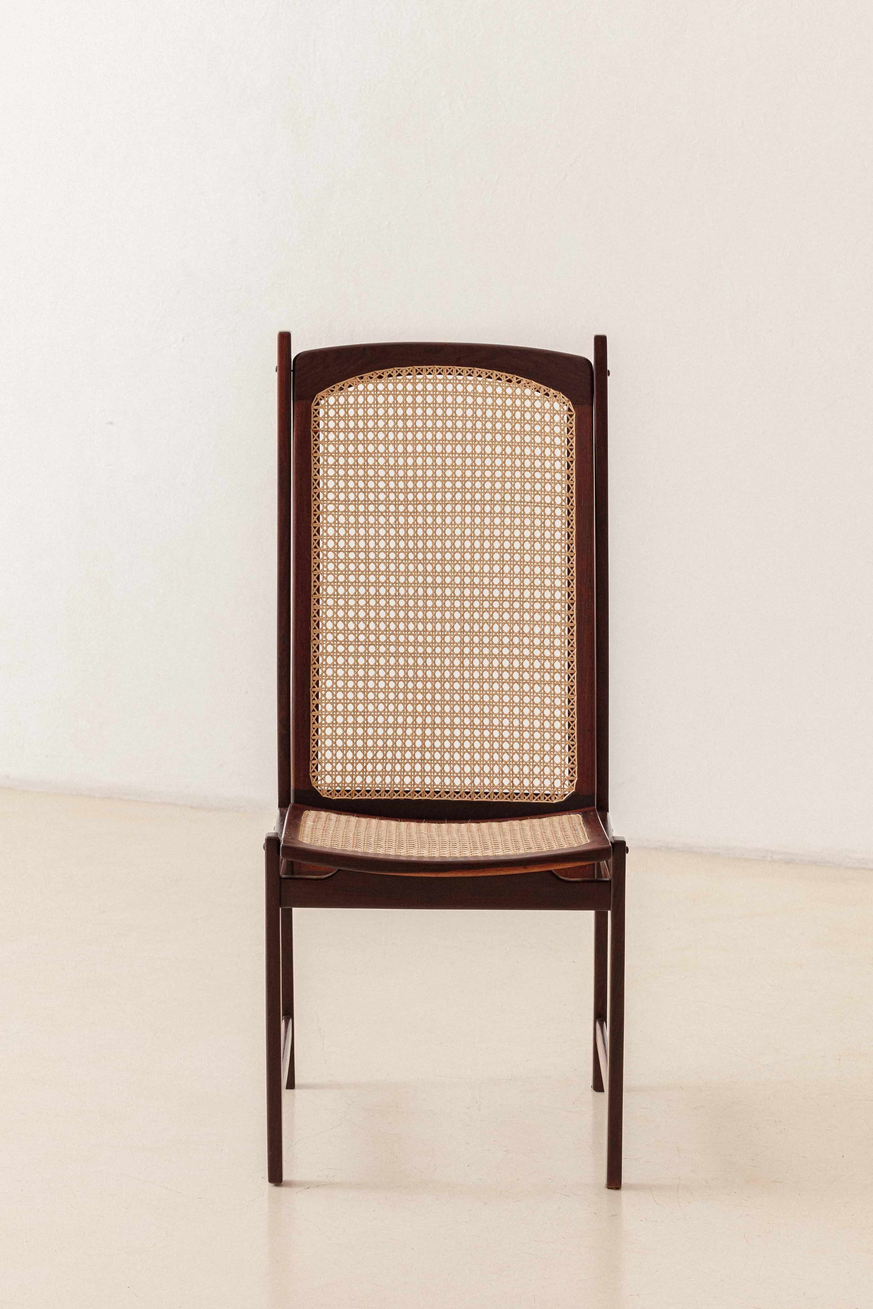 Rosewood ans Cane Dining Chairs by Fatima Arquitetura Interiores (FAI), 1960s For Sale 7