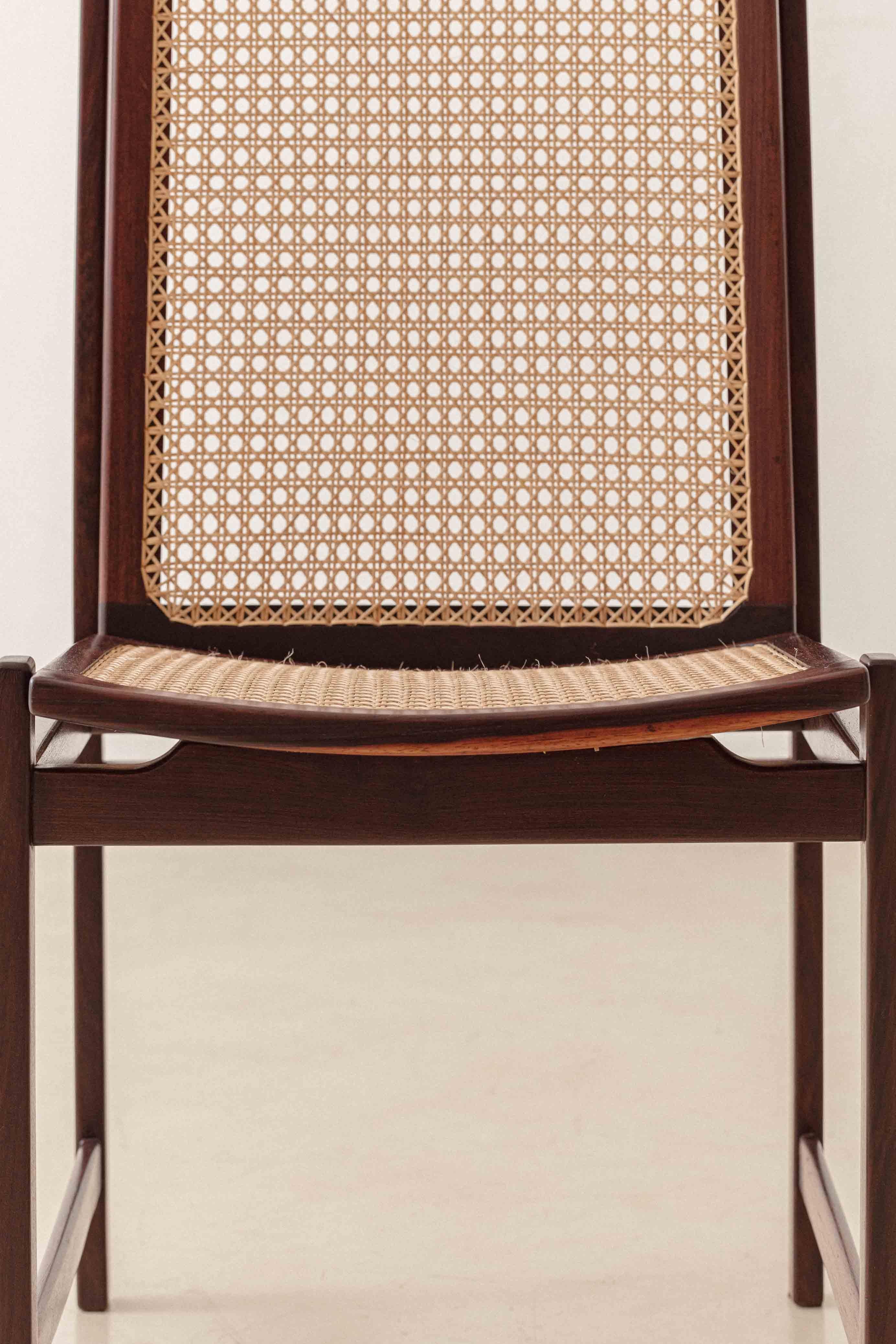 Rosewood ans Cane Dining Chairs by Fatima Arquitetura Interiores (FAI), 1960s For Sale 8