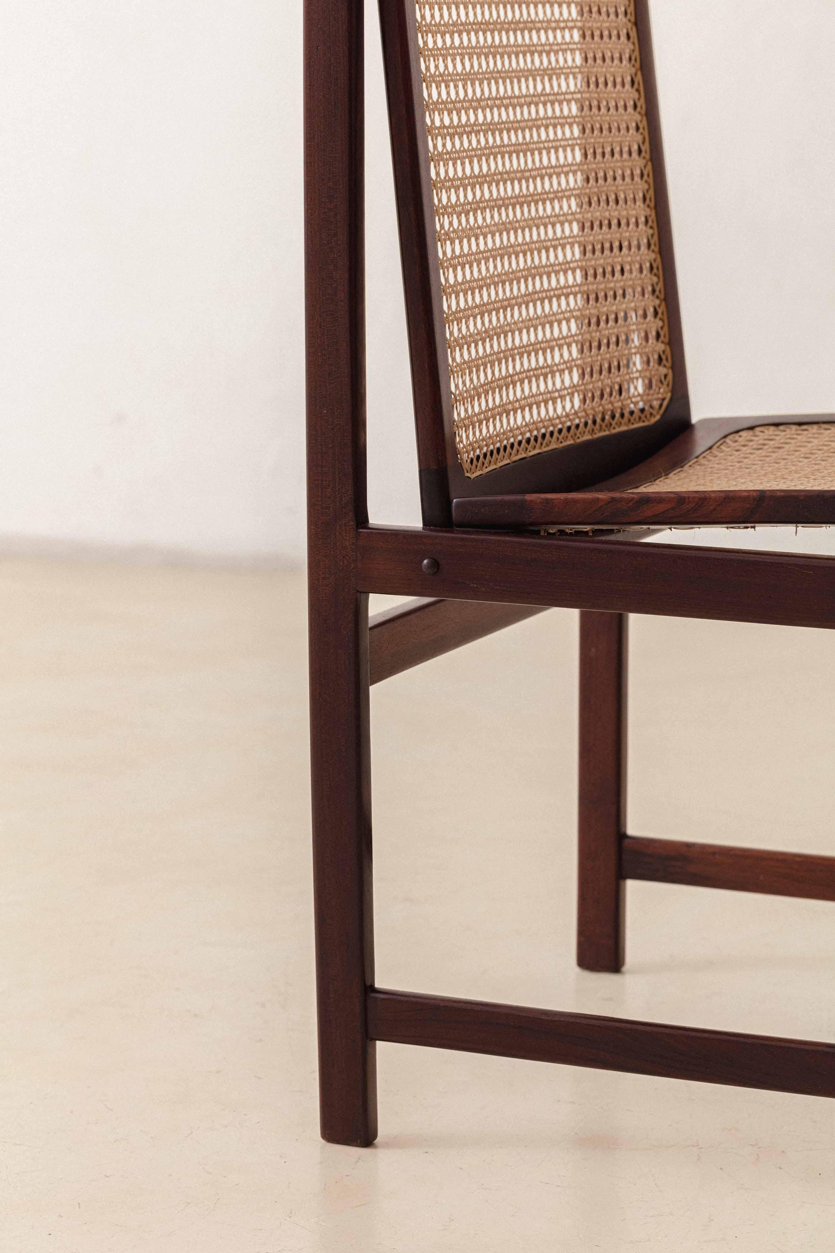 Rosewood ans Cane Dining Chairs by Fatima Arquitetura Interiores (FAI), 1960s For Sale 9